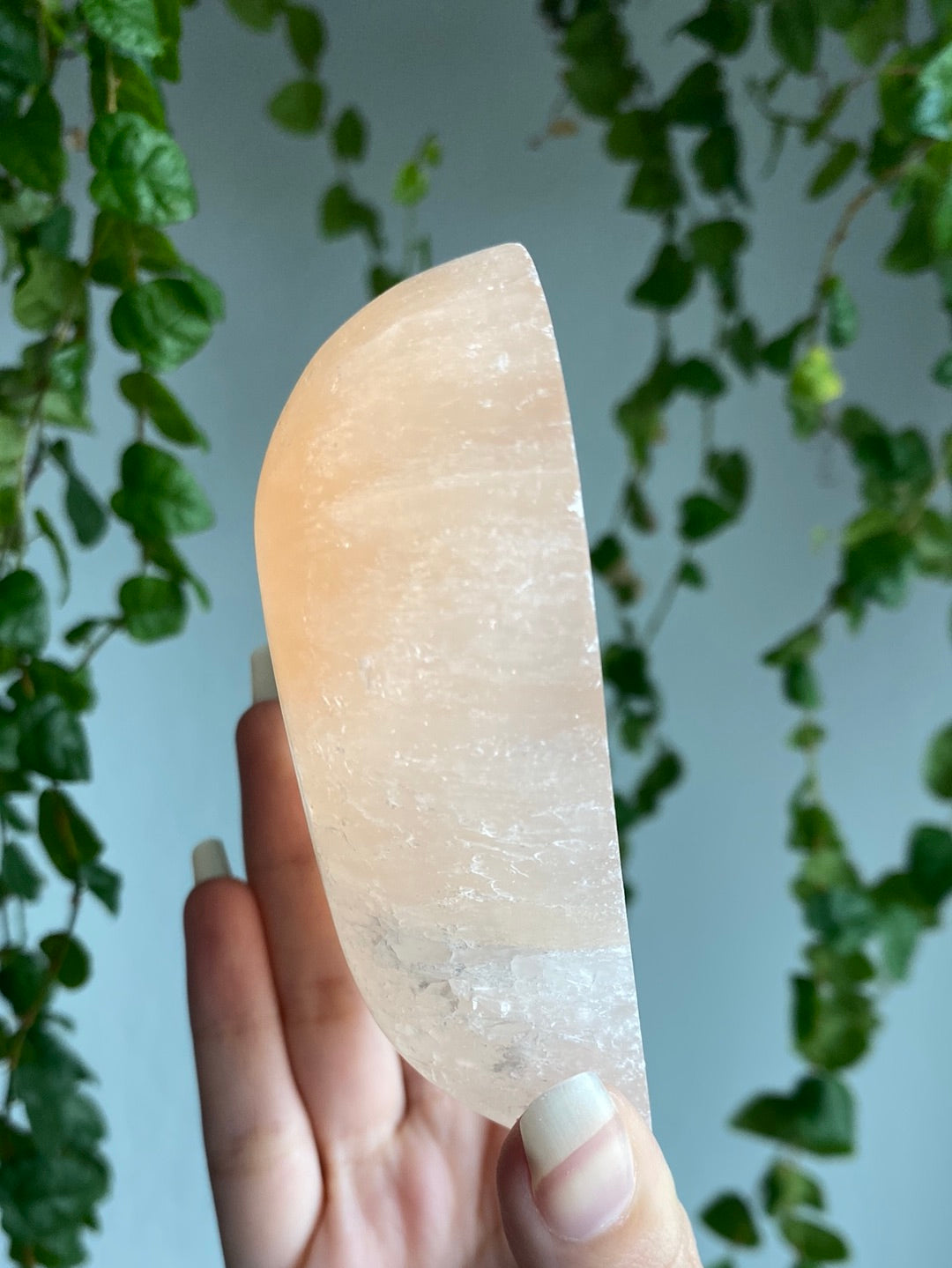 Large Peach Selenite Heart Bowl