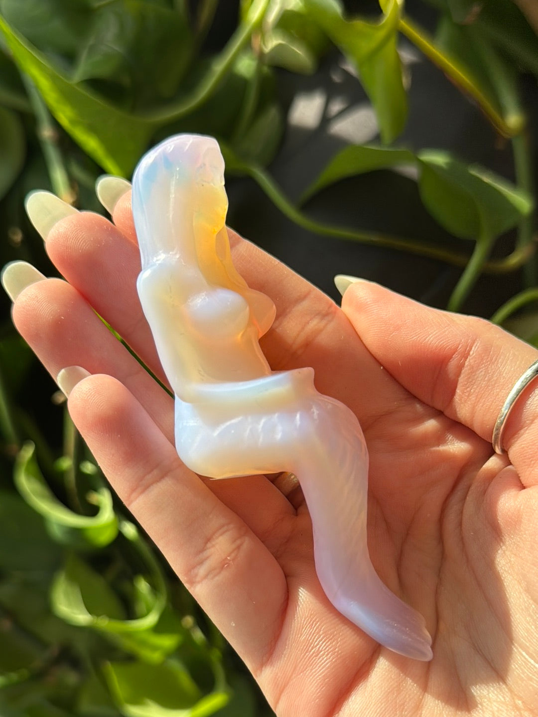 Sitting Mermaid-Labradorite & Pink Opalite