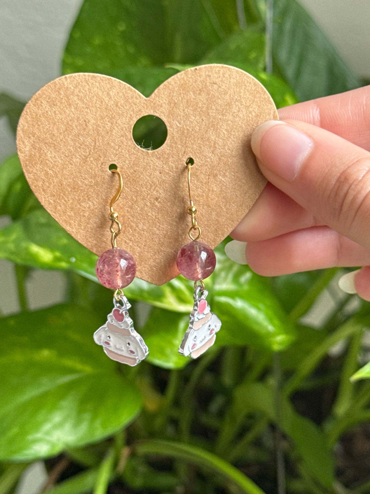 Strawberry Quartz Cinnamoroll Earrings