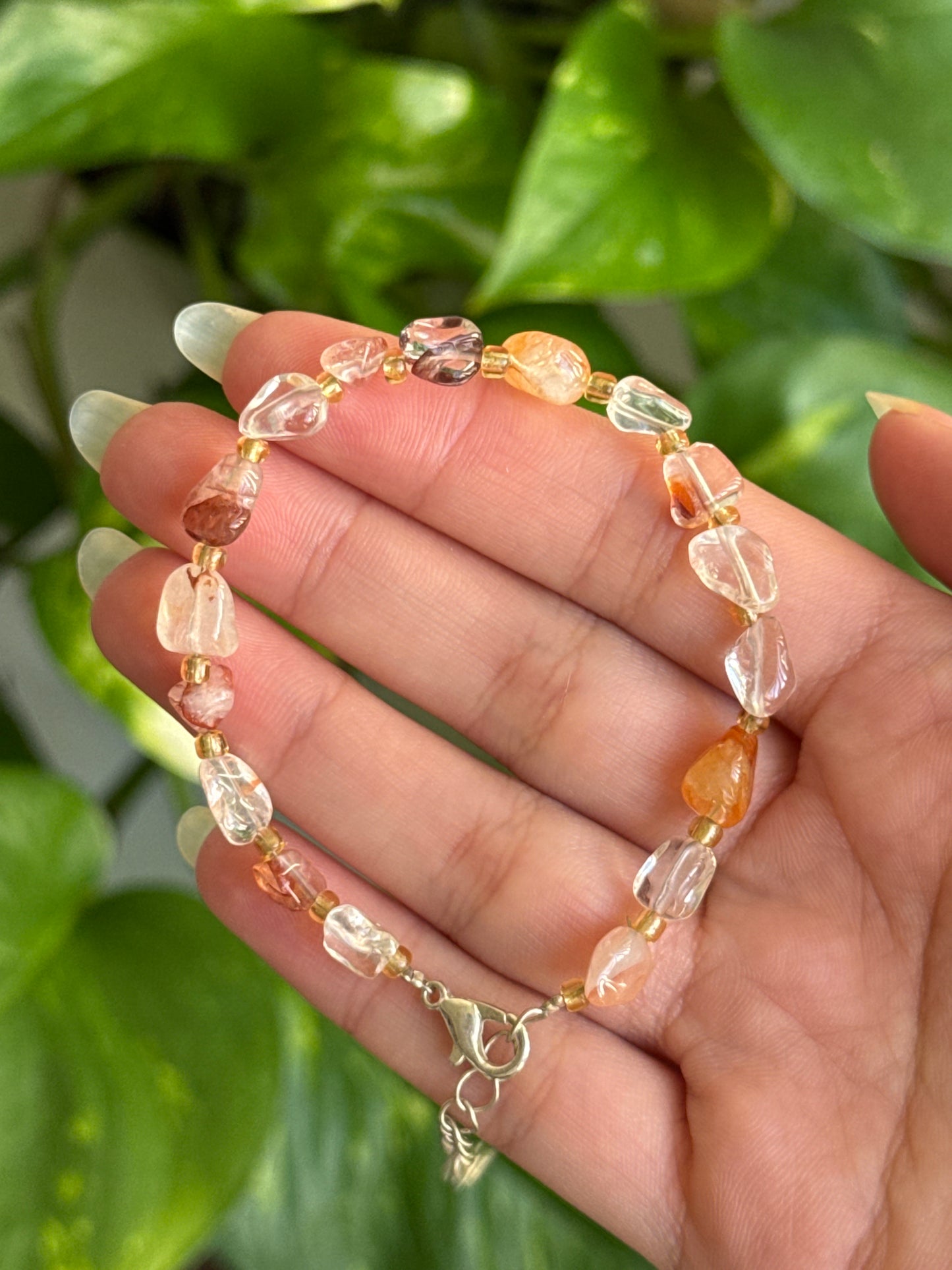 Fire Quartz Chip Bracelet Adjustable