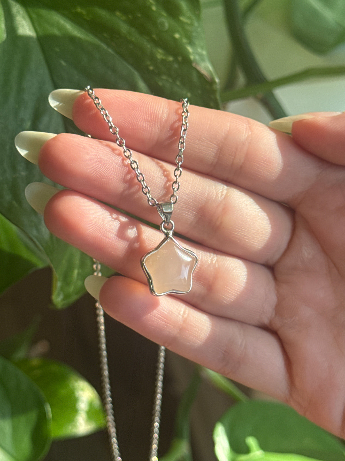 Rose Quartz Star Silver Necklace