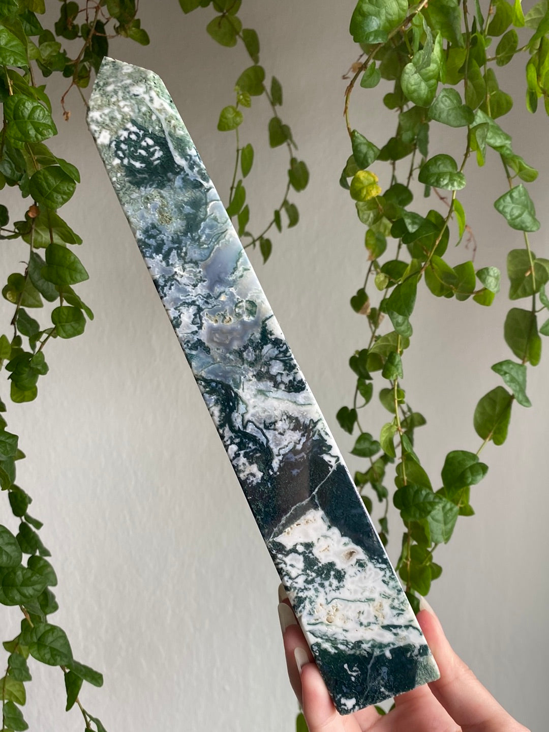 XXL Moss Agate Obelisk (10.5” & 1.8lbs)