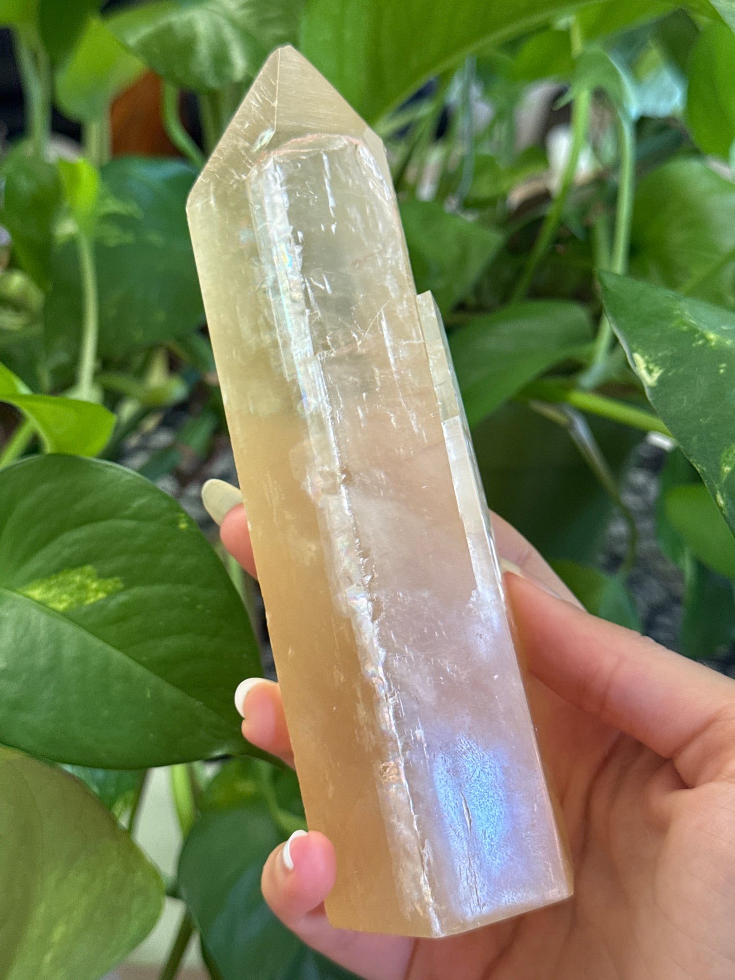 Large Honey Calcite Imperfect Tower