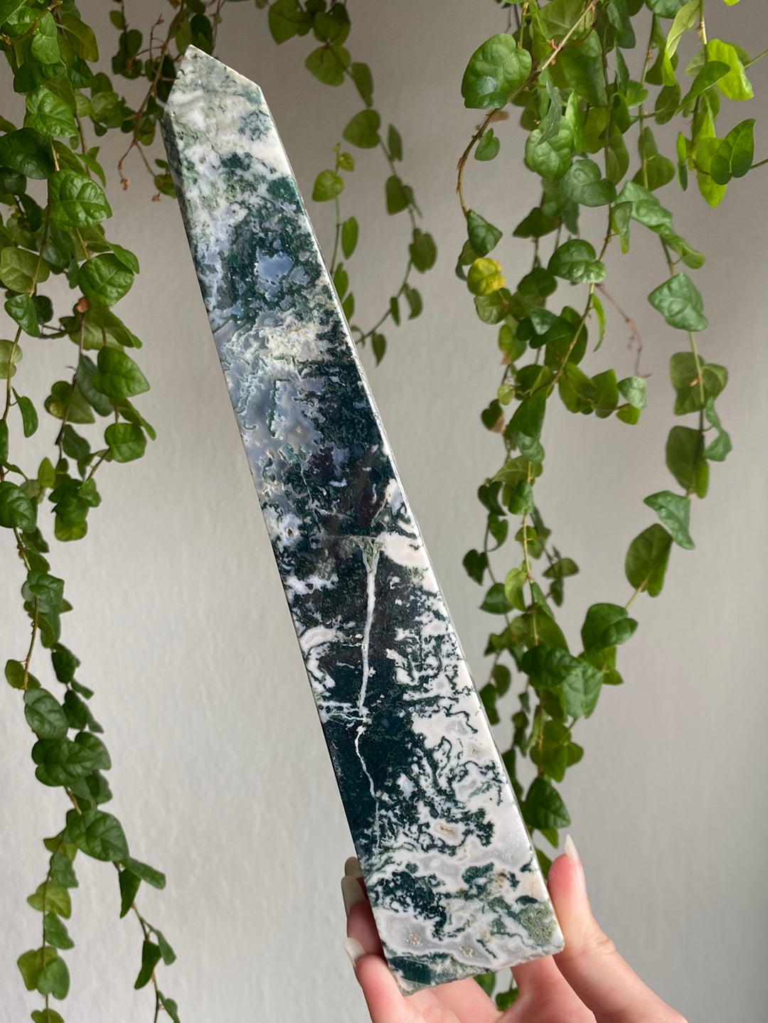 XXL Moss Agate Obelisk (10.5” & 1.8lbs)