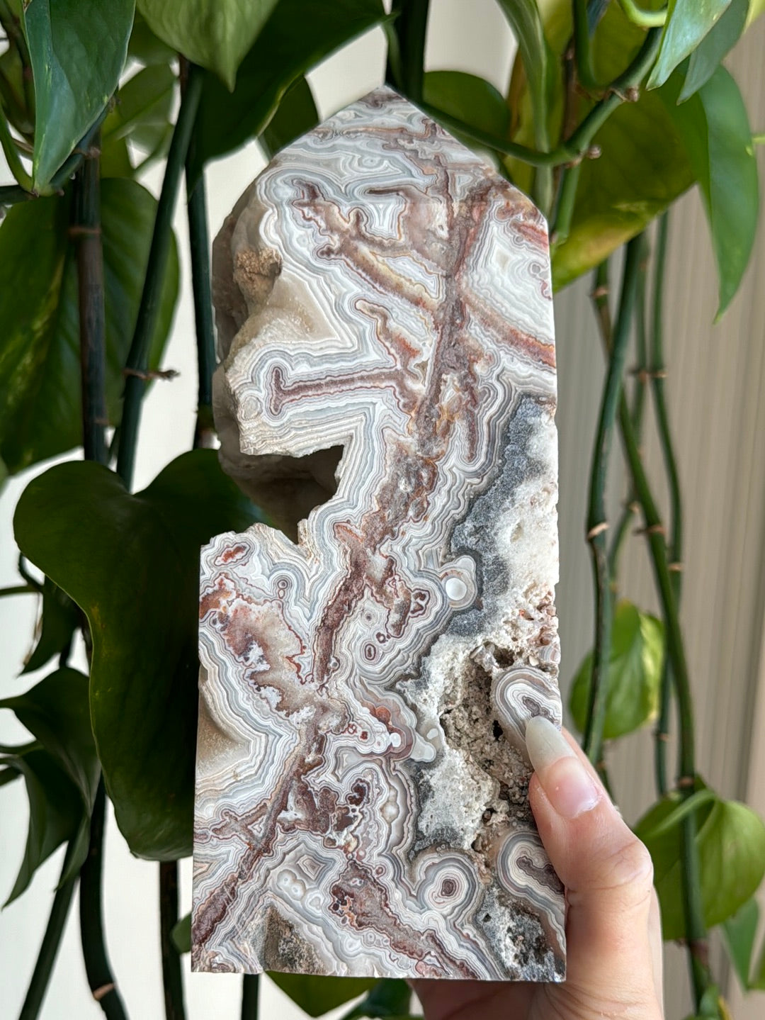 8” 4.5 lb XL Mexican Crazy Lace Druzy Tower