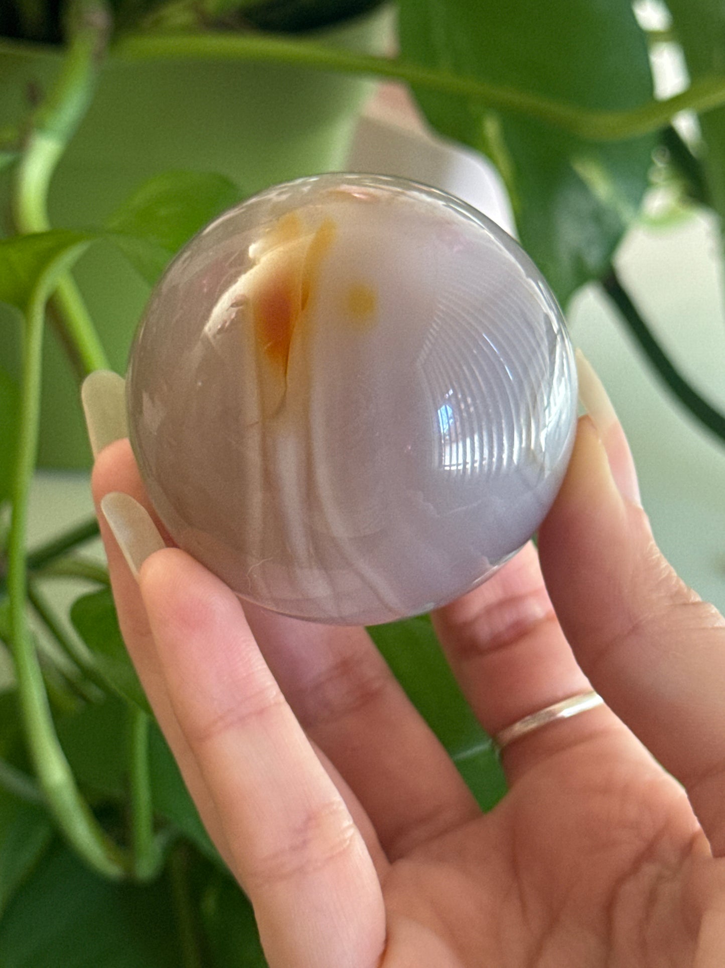 Pastel Jelly Agate Sphere With Carnelian