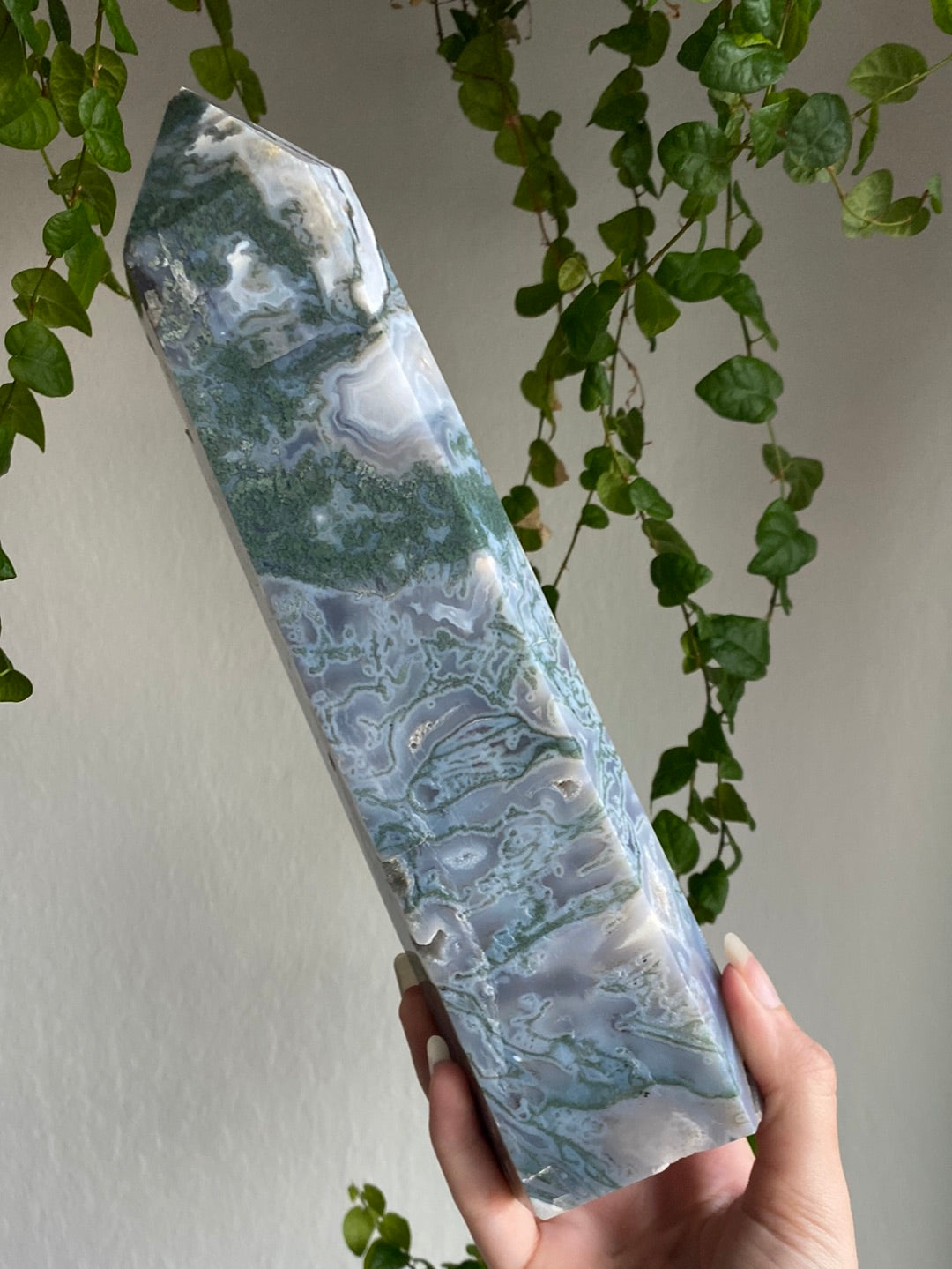 XL Druzy High Quality Moss Agate Tower (11” & 3.2lbs)