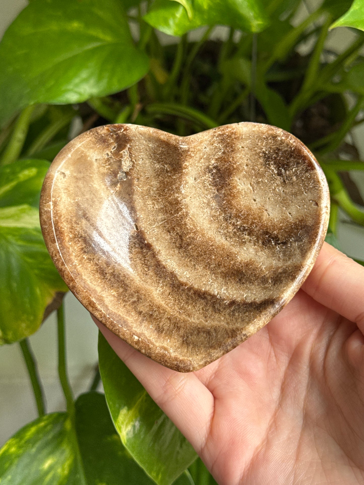 Chocolate Calcite Heart Bowl