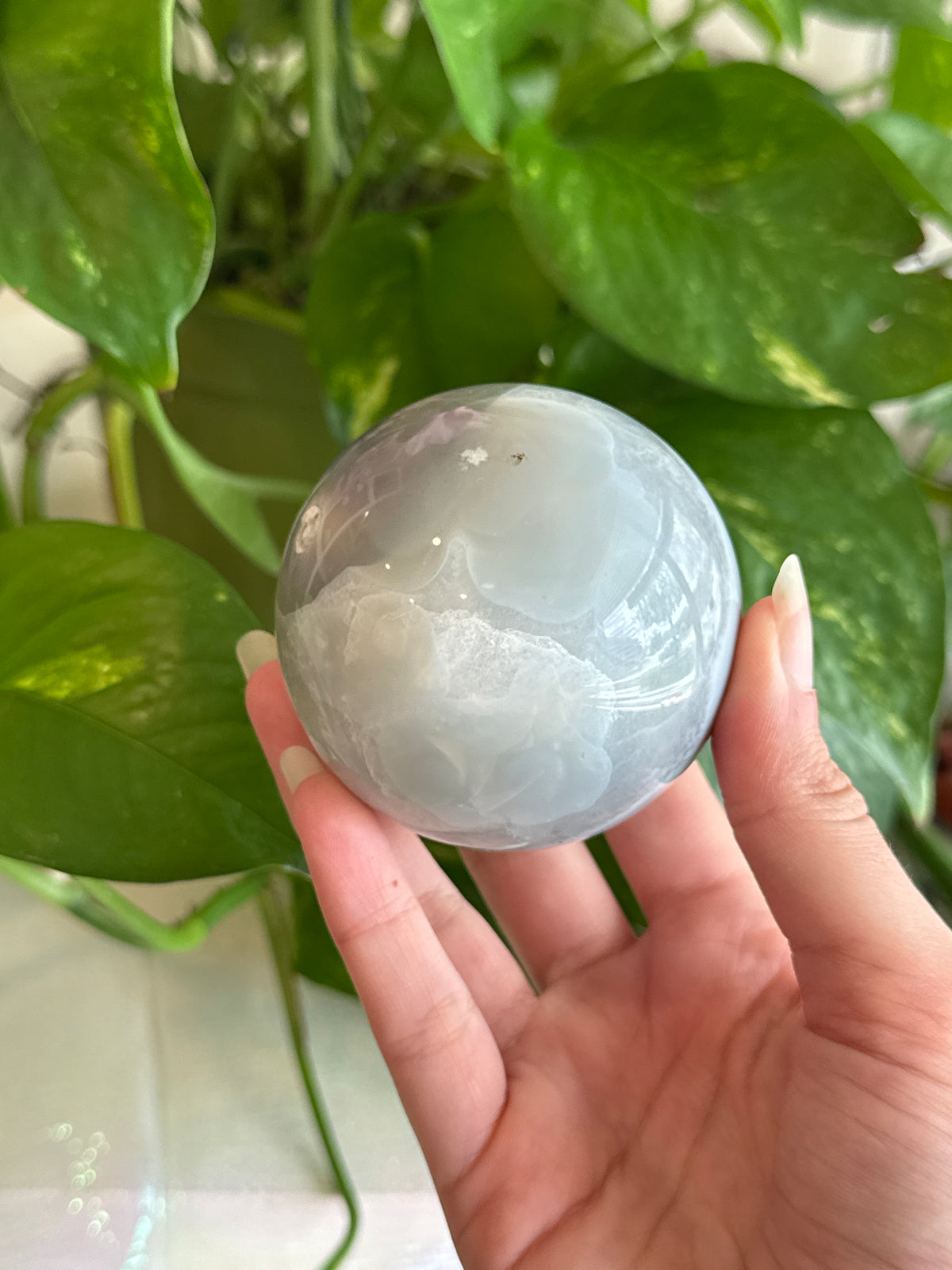 Unique Dreamy Prasiolite & Agate Sphere