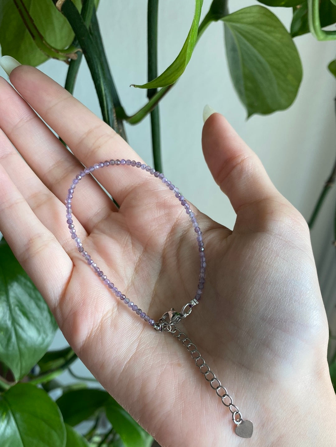Lepidolite Adjustable Dainty Faceted Bracelet