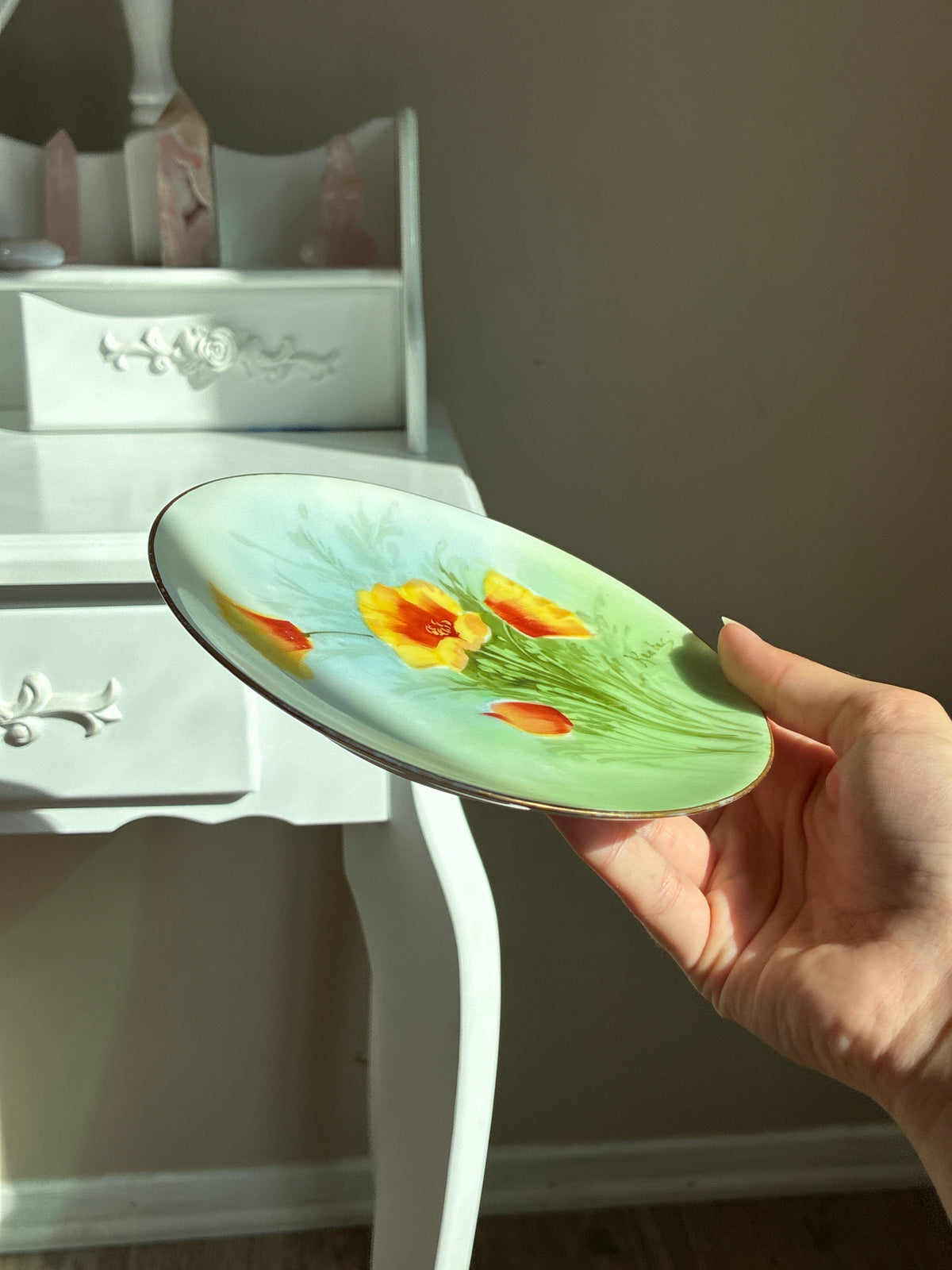 Golden Orange Flower Plate