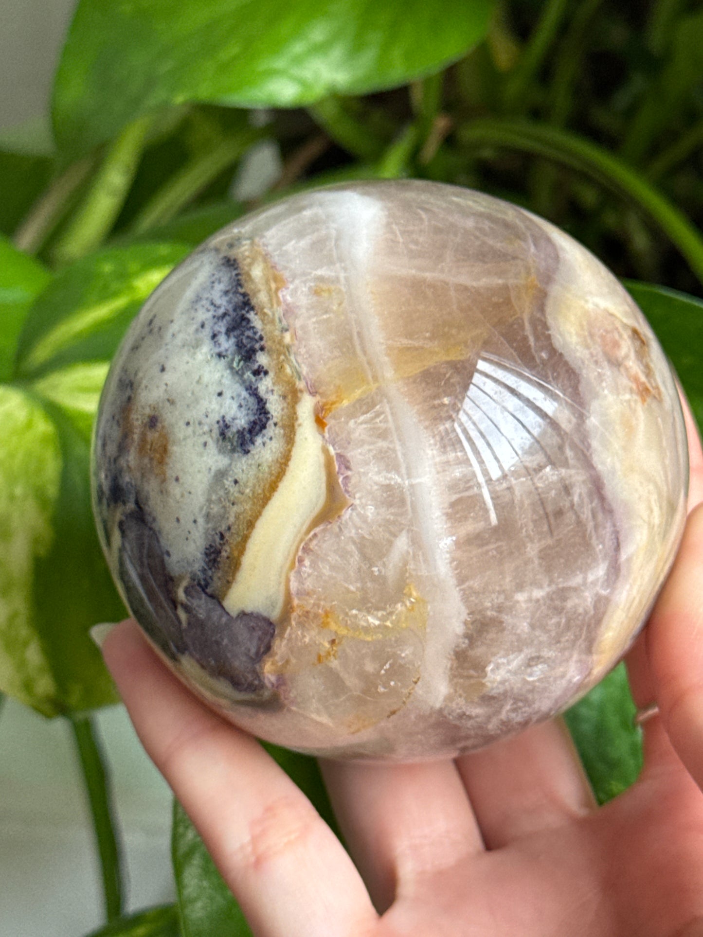 Unique Banded Amethyst & Agate Sphere 78mm