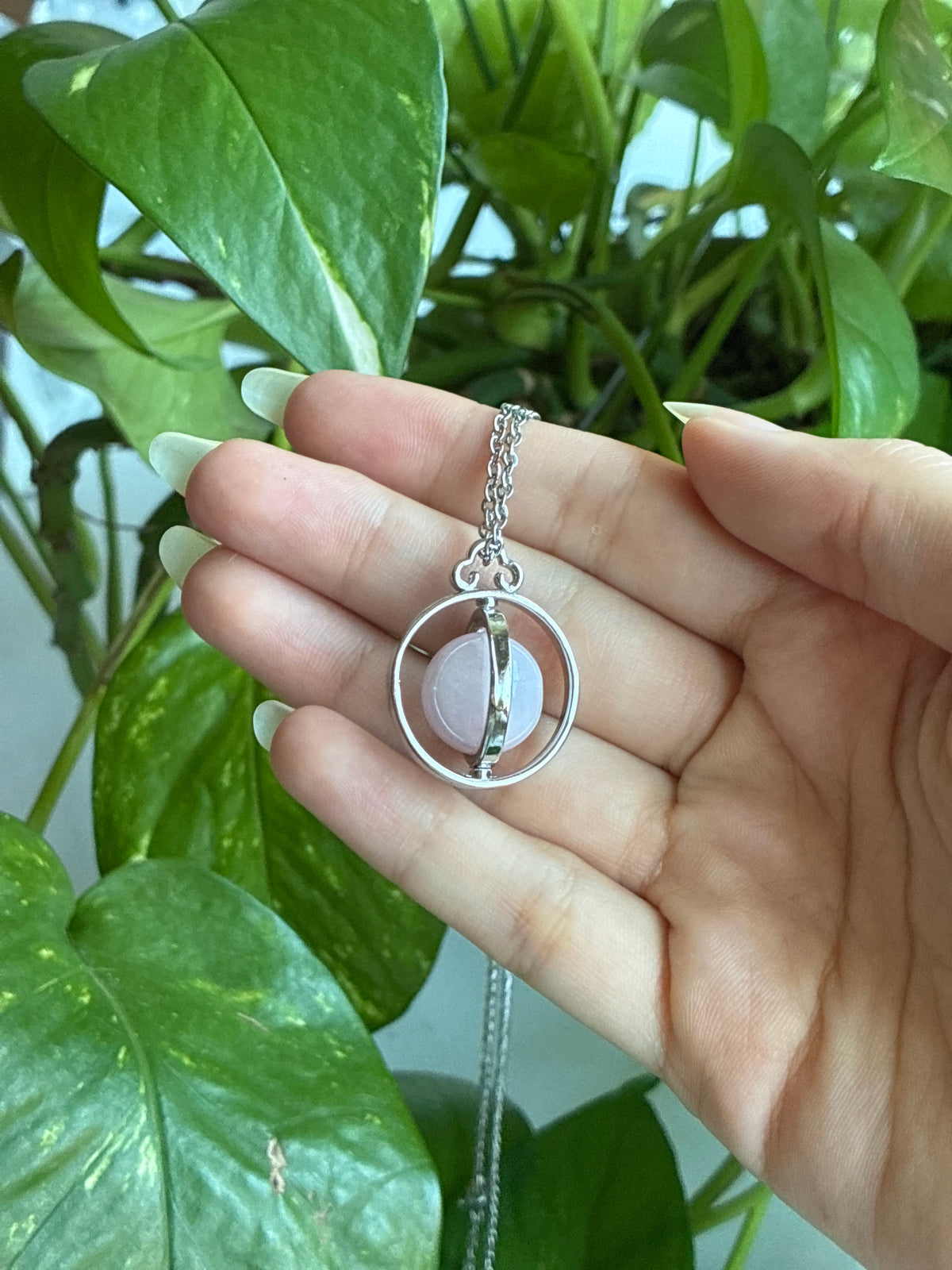 Kunzite Sphere Fidget Necklace