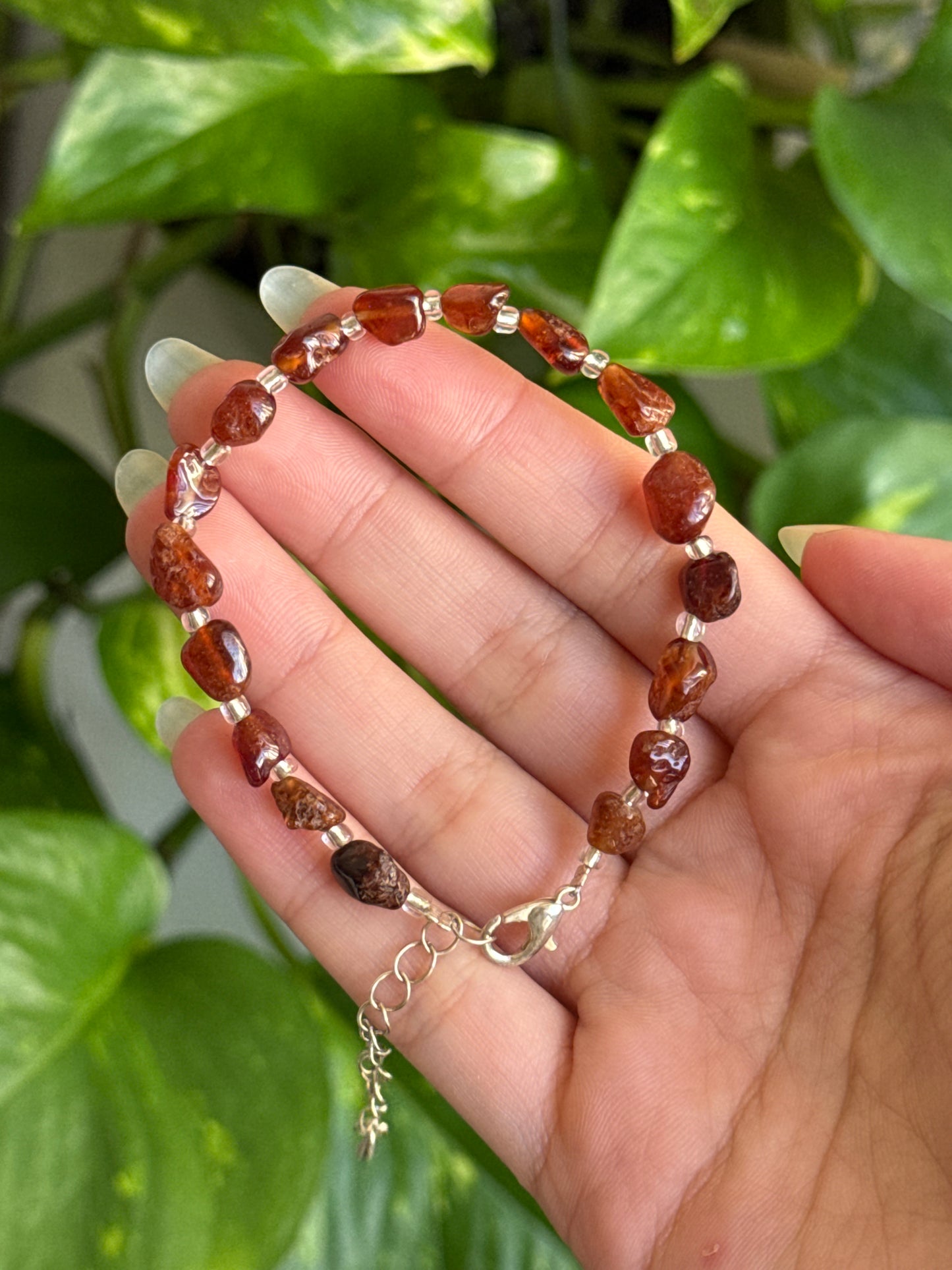 Garnet Chip Bracelet Adjustable