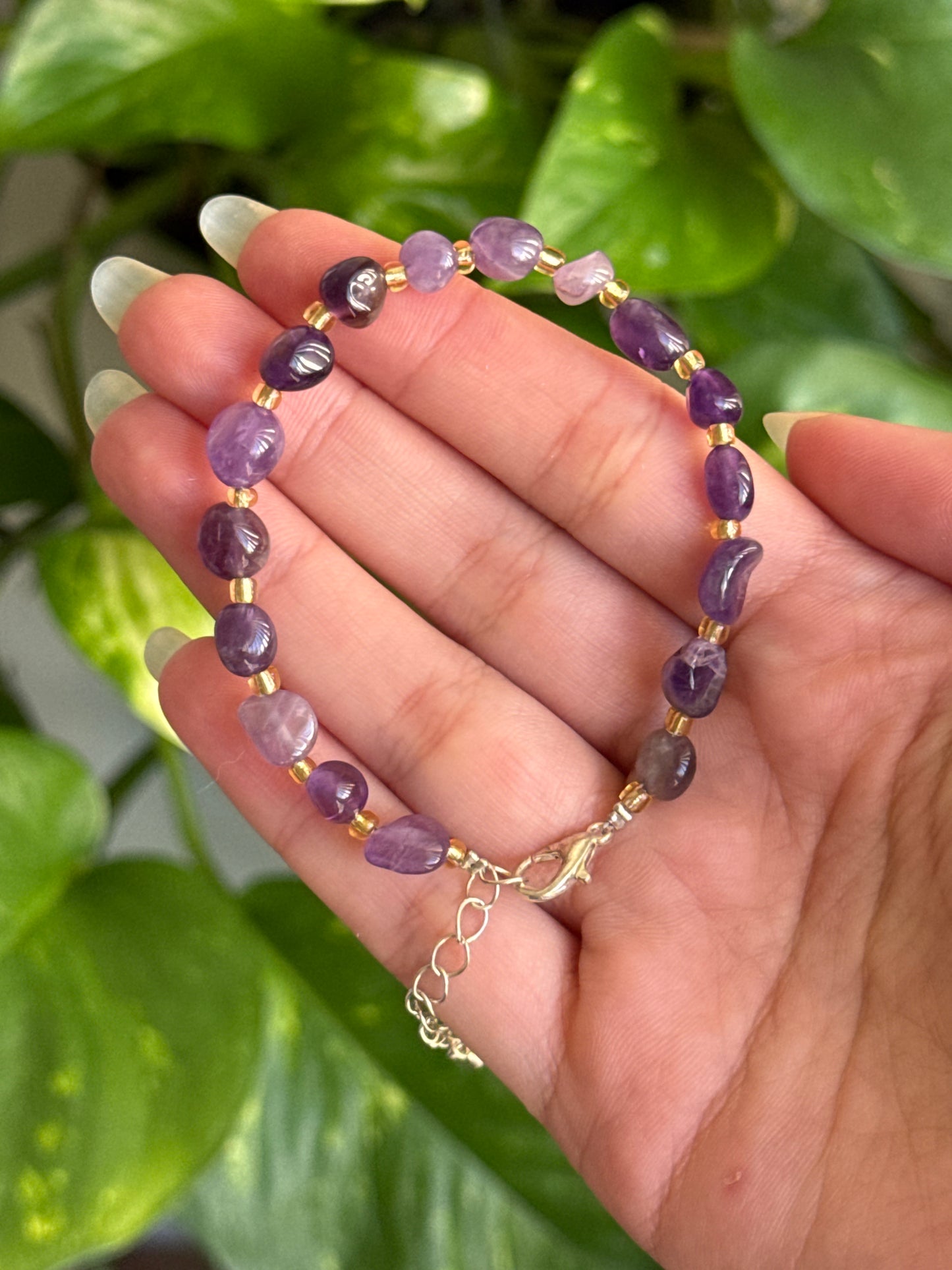 Amethyst Chip Bracelet Adjustable