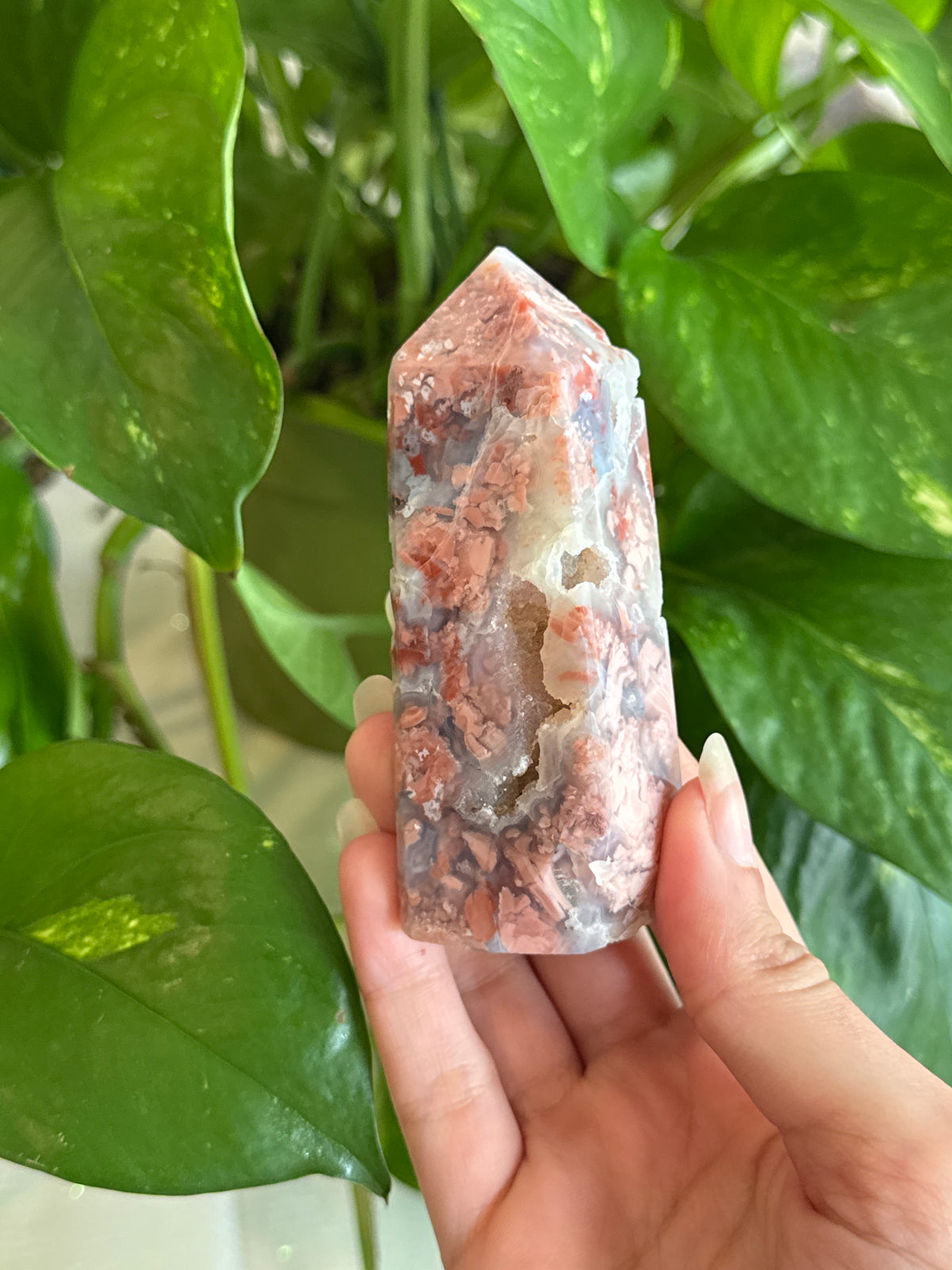 Sparkly Druzy Cotton Candy Agate Tower