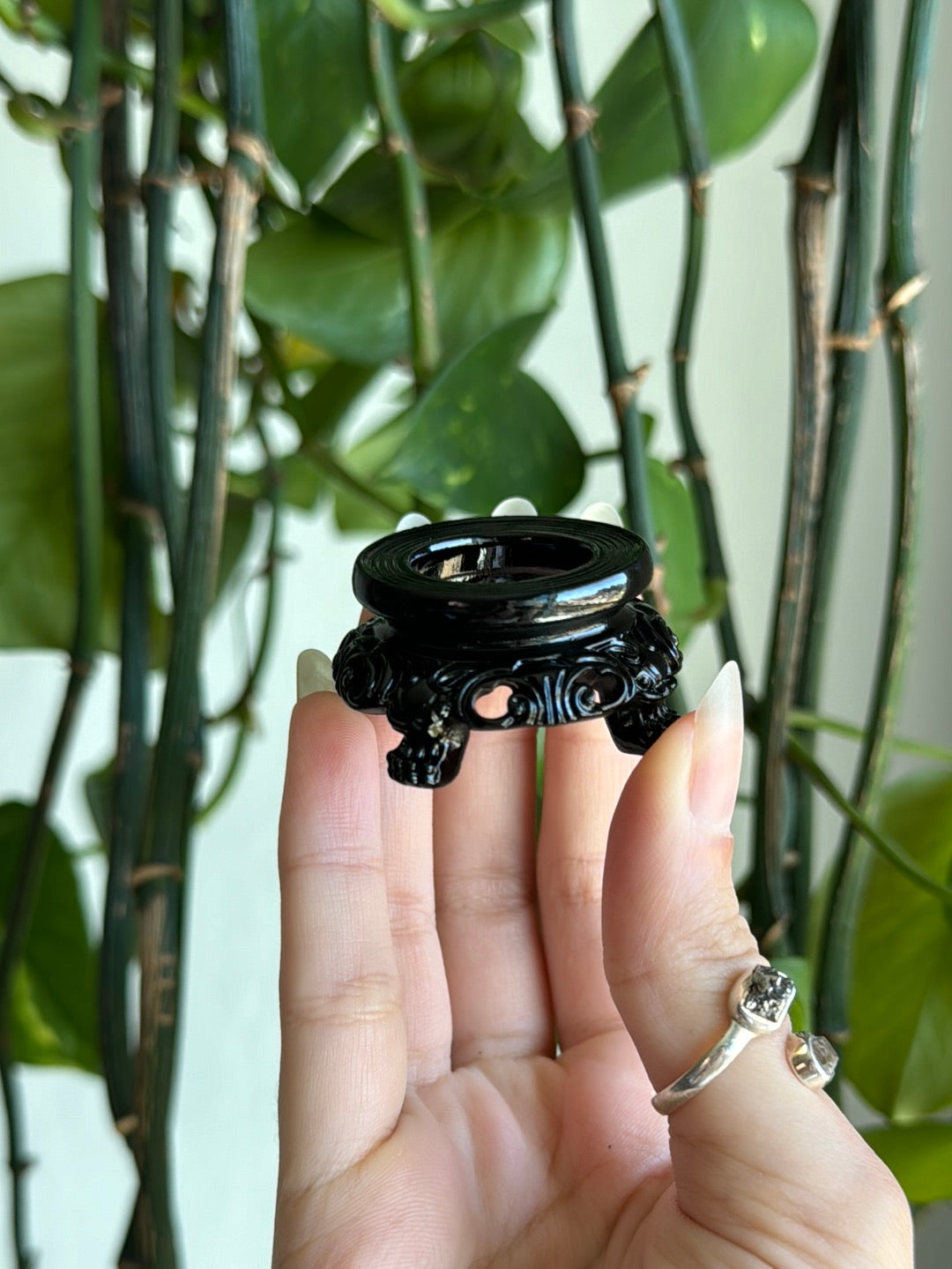 Black Wood Sphere Stand Small