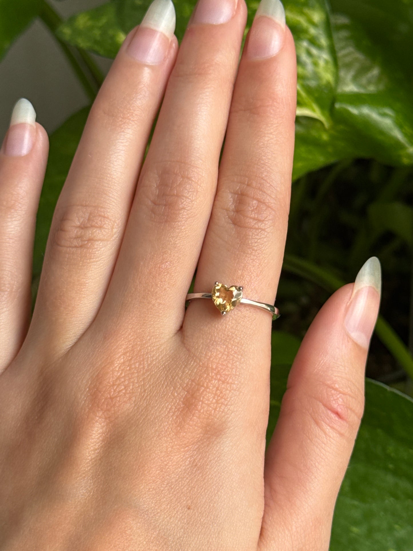 Golden Amethyst “Citrine” Heart Adjustable Ring