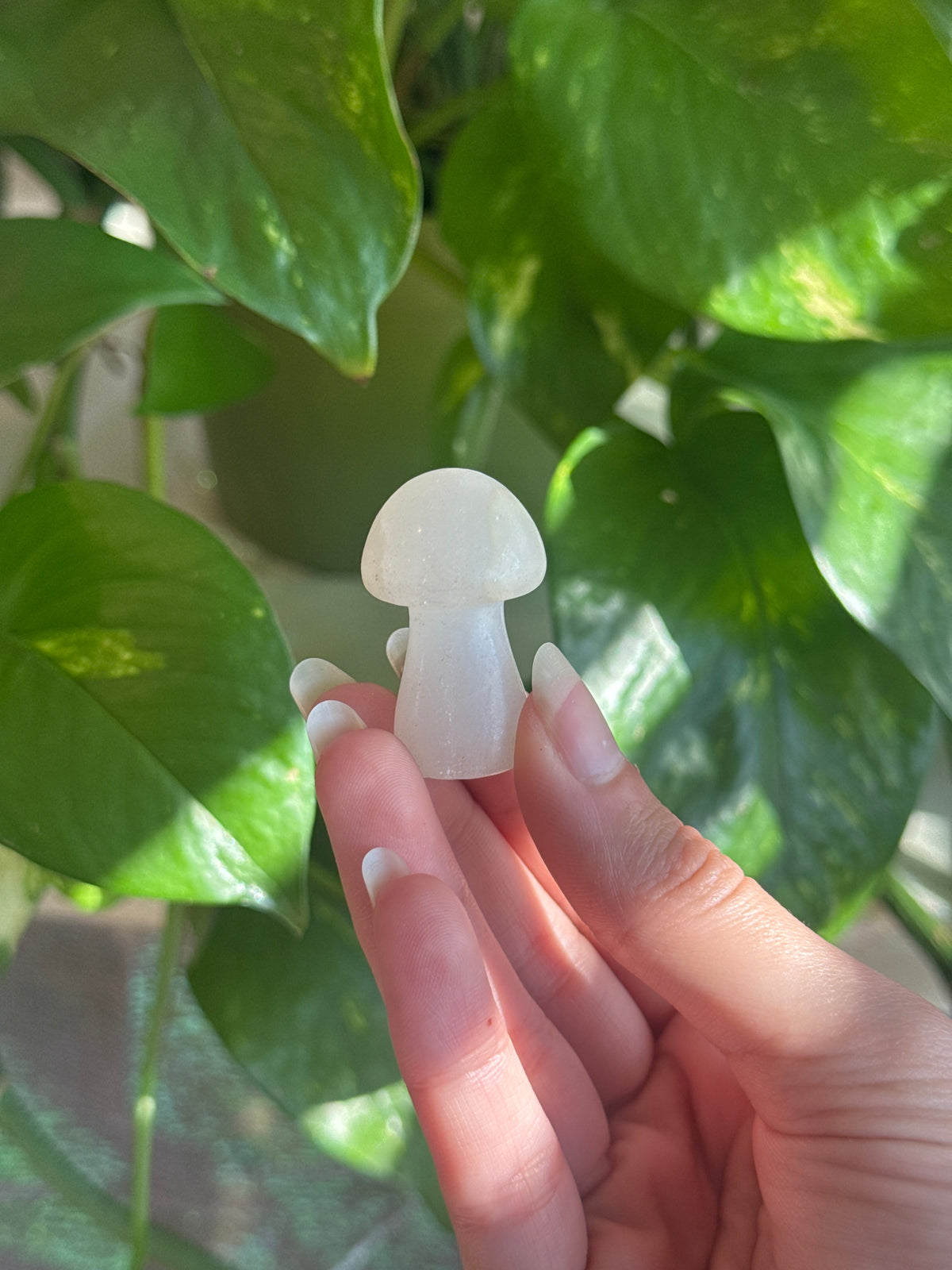 White Calcite Mushroom Carving