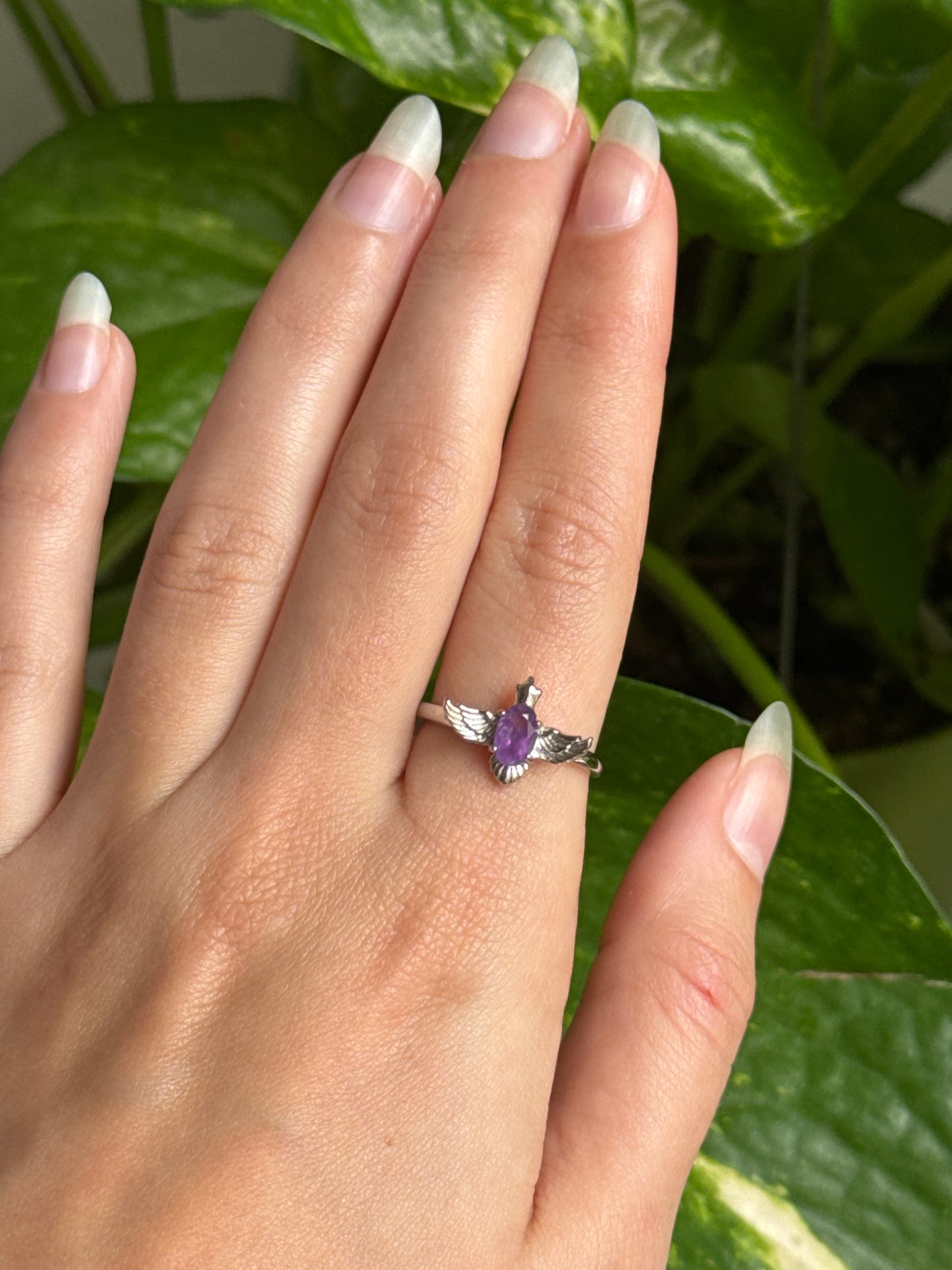 Amethyst Wing Adjustable Ring