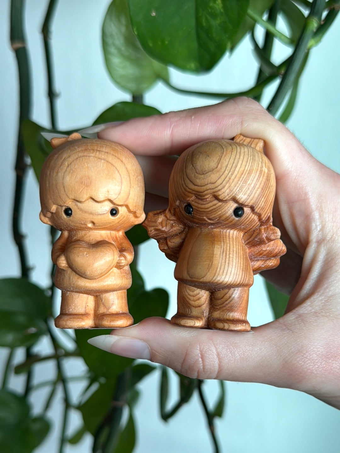 Twin Star Pair Wood Carving