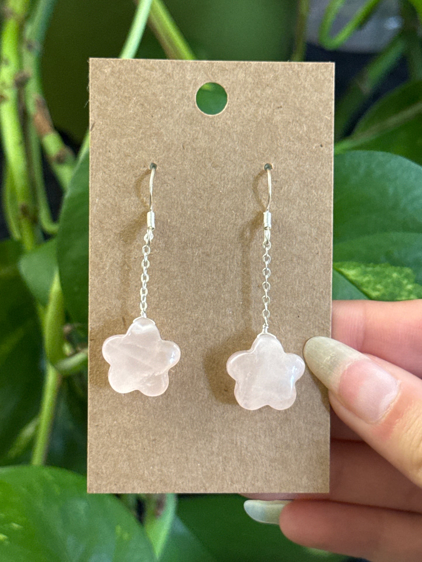 Rose Quartz Chunky Flower Earrings