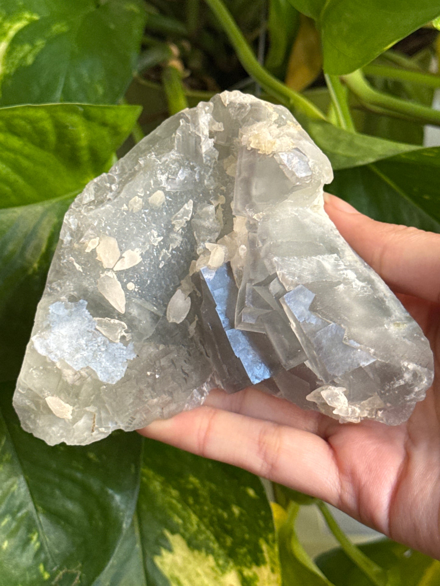 Calcite on Cubic Fluorite Specimen