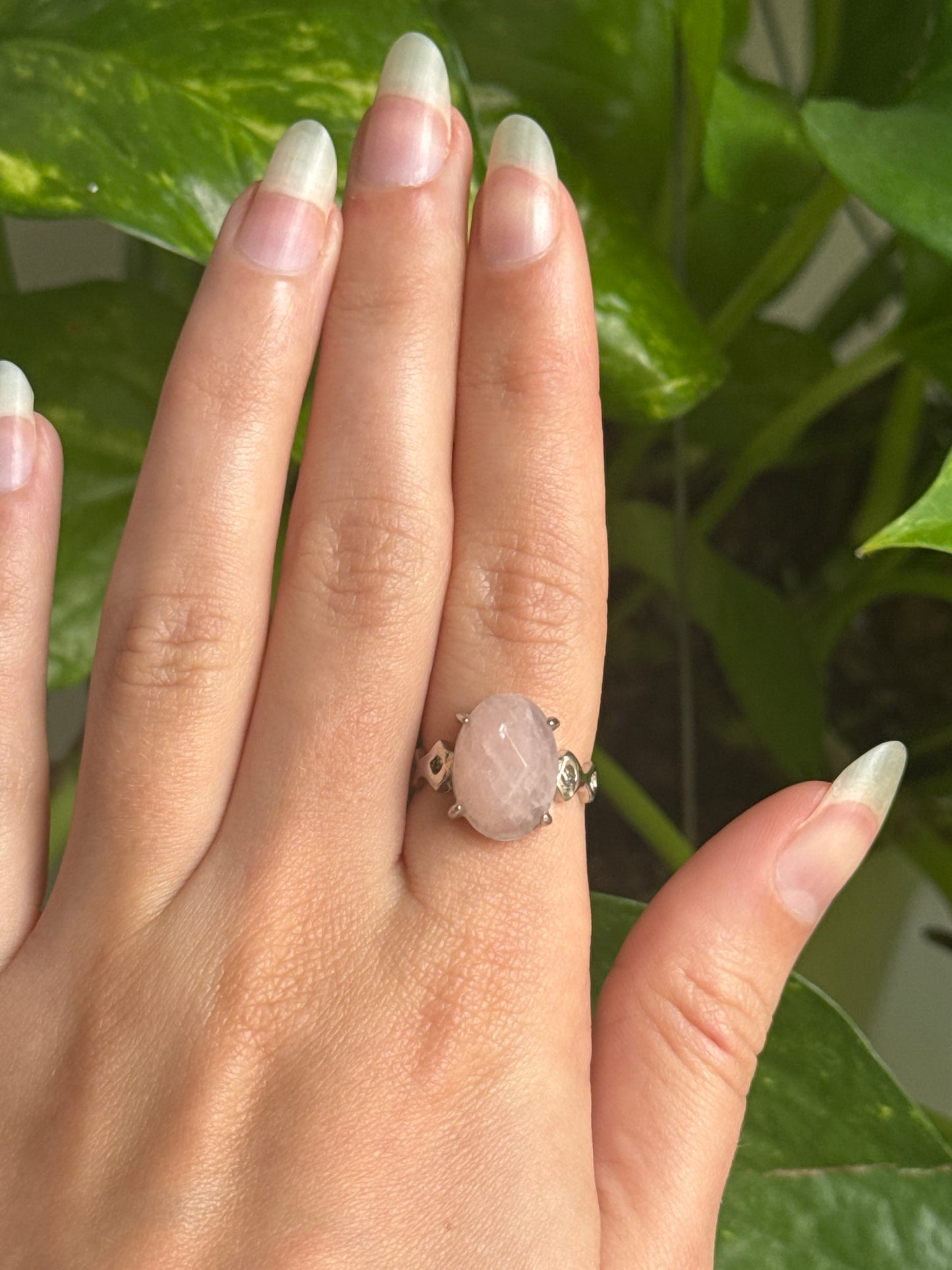 Rose Quartz Faceted Adjustable Ring