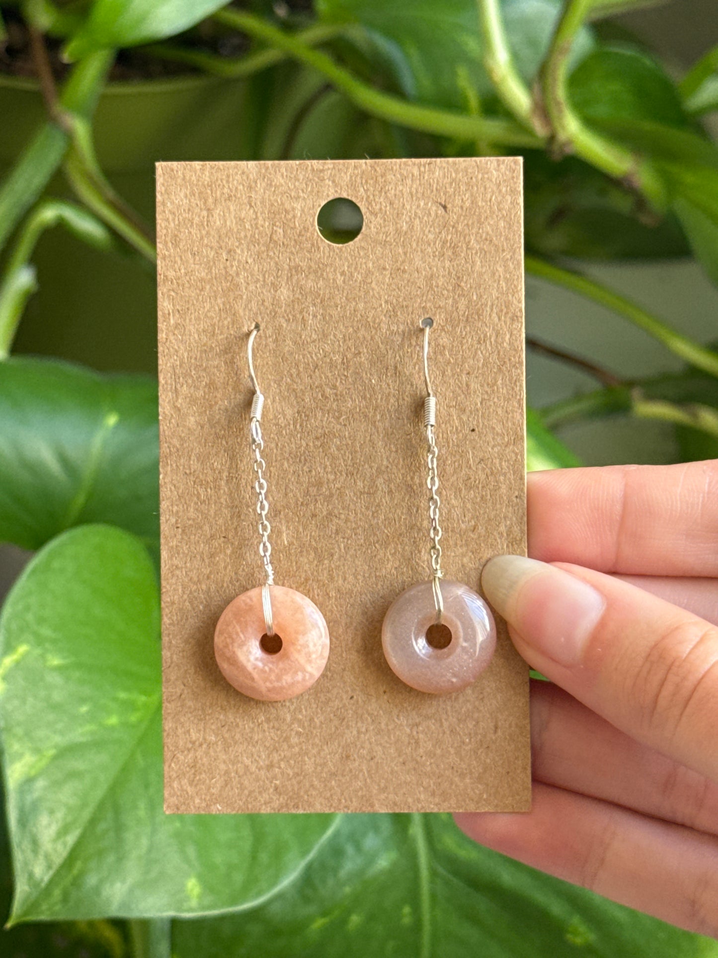 Peach Moonstone Donut Earrings