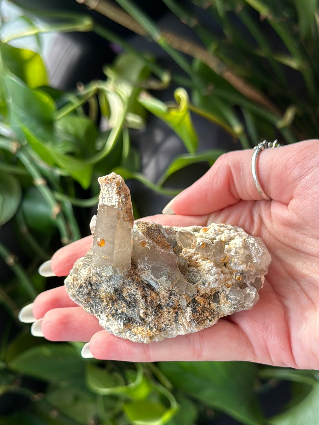 Orange Spessartine Garnet & Smoky Quartz A