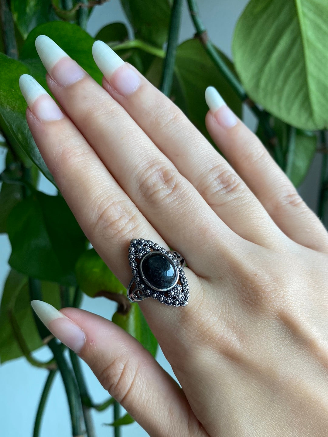 Hypersthene 925 Silver Adjustable Ring