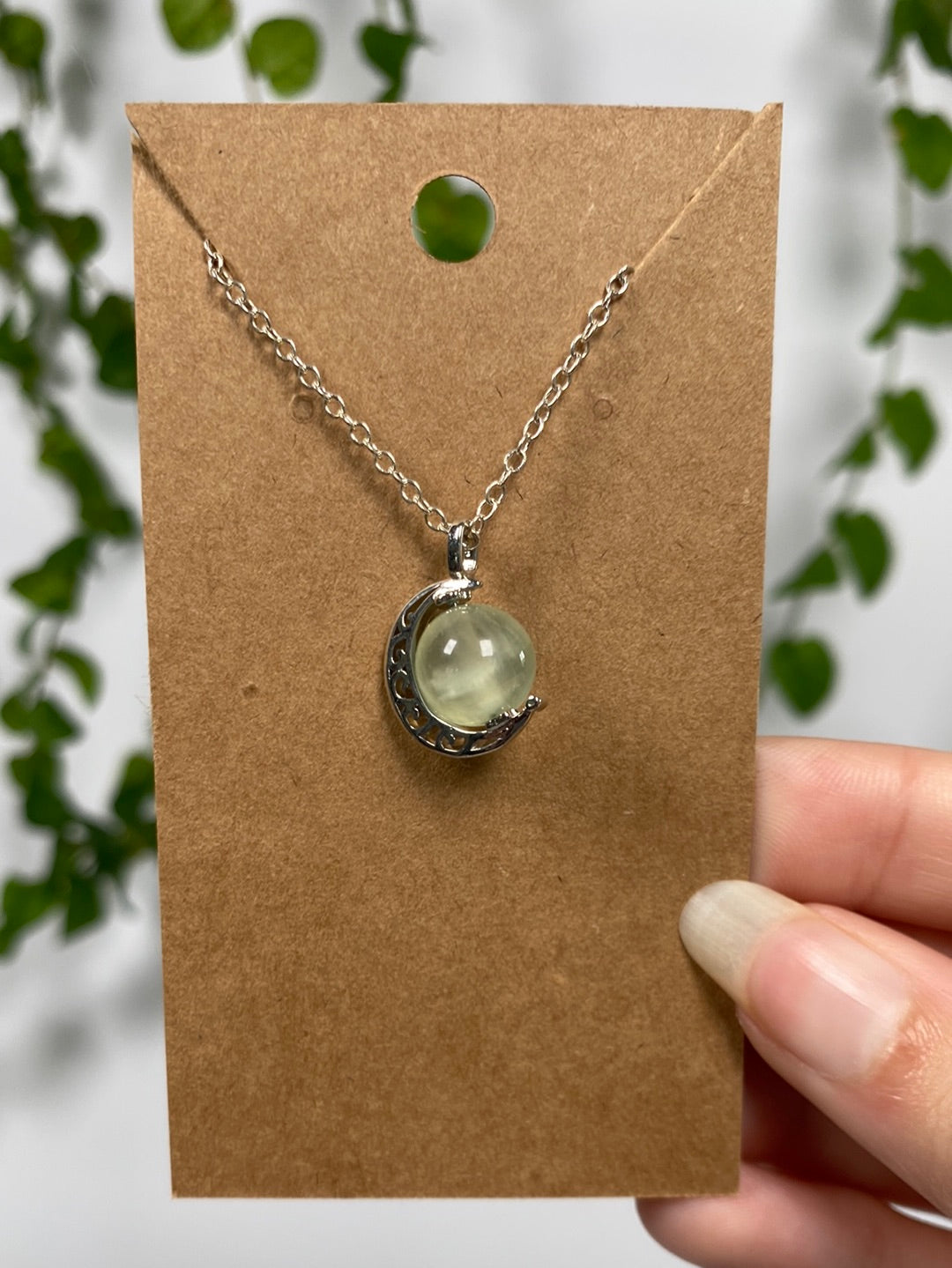 Prehnite Moon Necklace