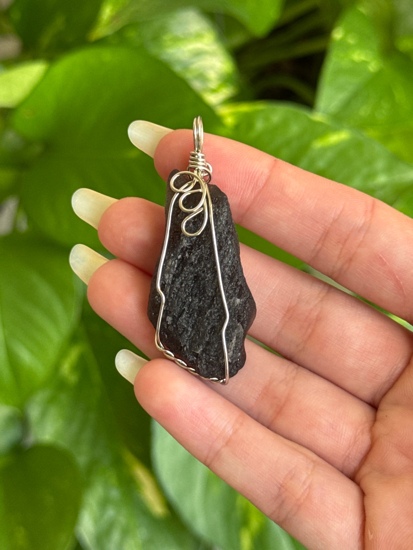 Tektite Wire Wrap Necklace (comes with chain)