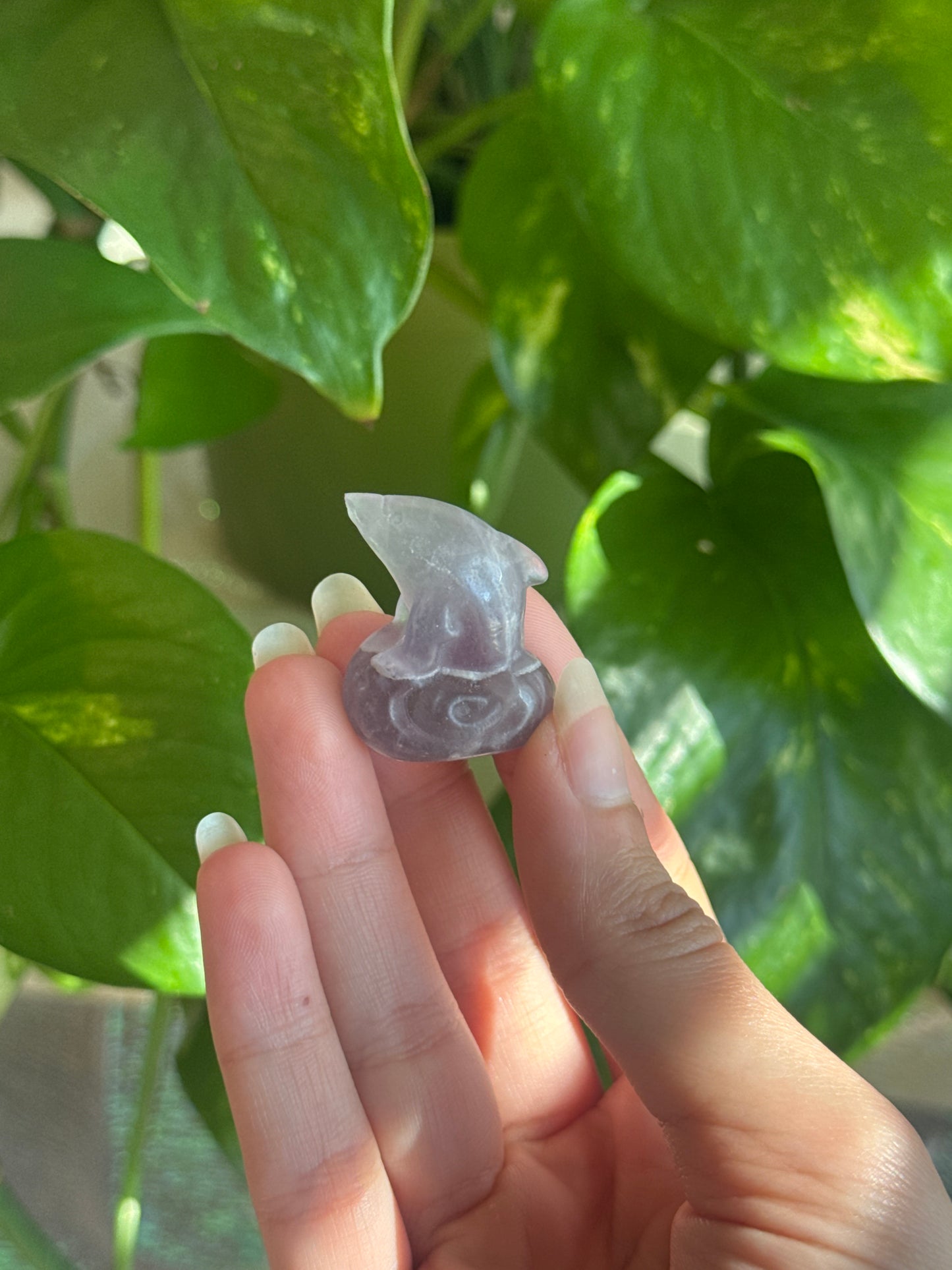 Purple Fluorite Dolphin Carving