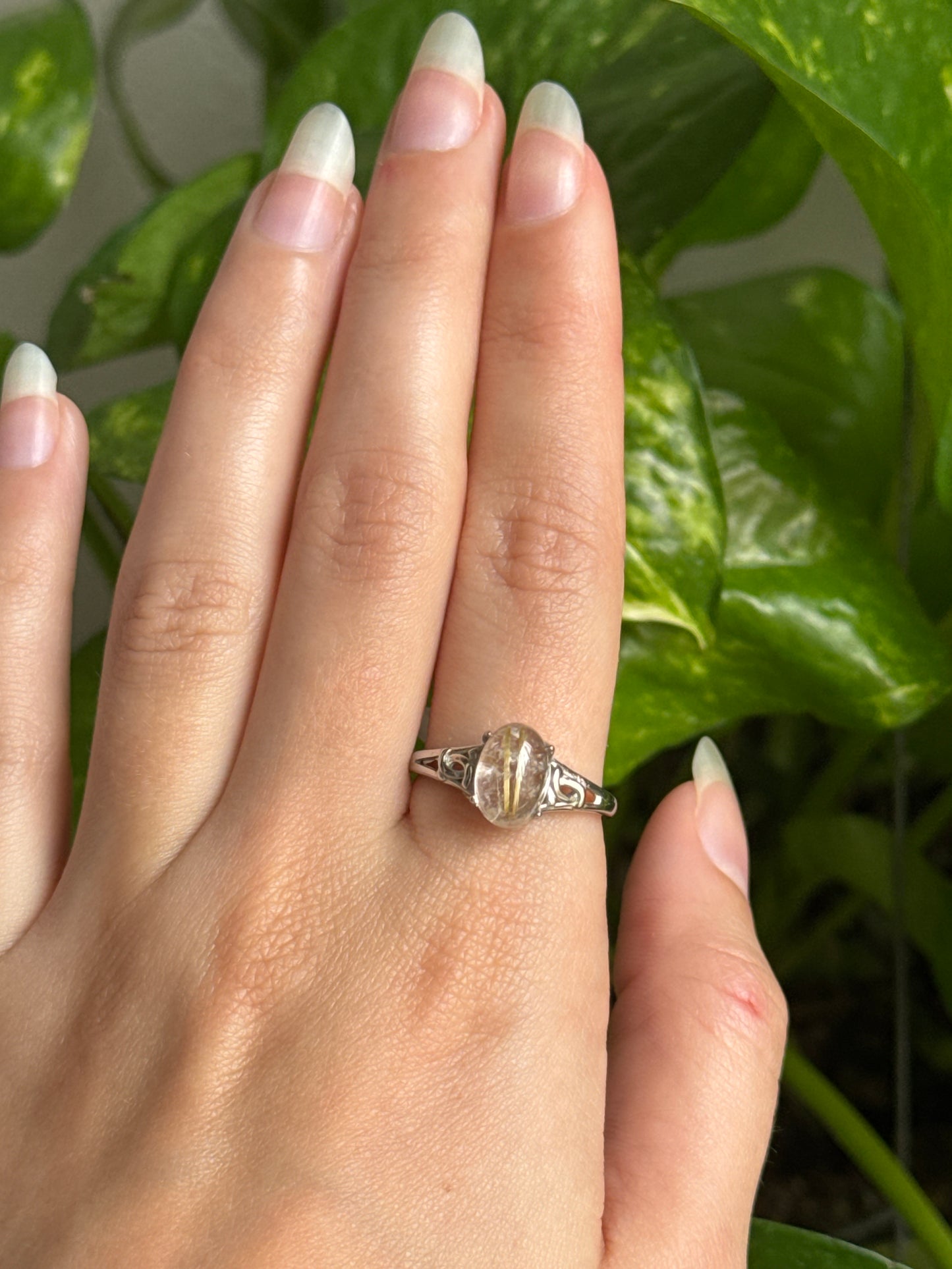 Golden Rutile Adjustable Ring