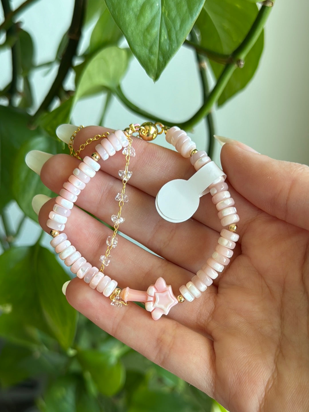 Queen Conch Shell & Pink Shell Gold Adjustable Bracelet