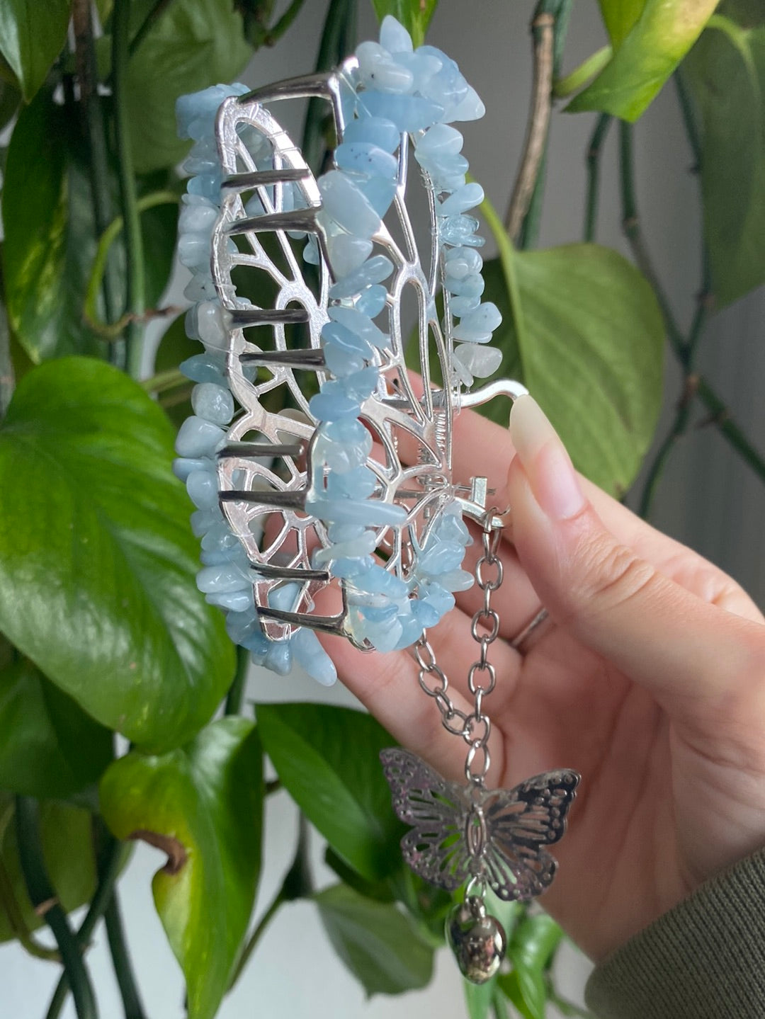 Aquamarine Butterfly Hair Clip
