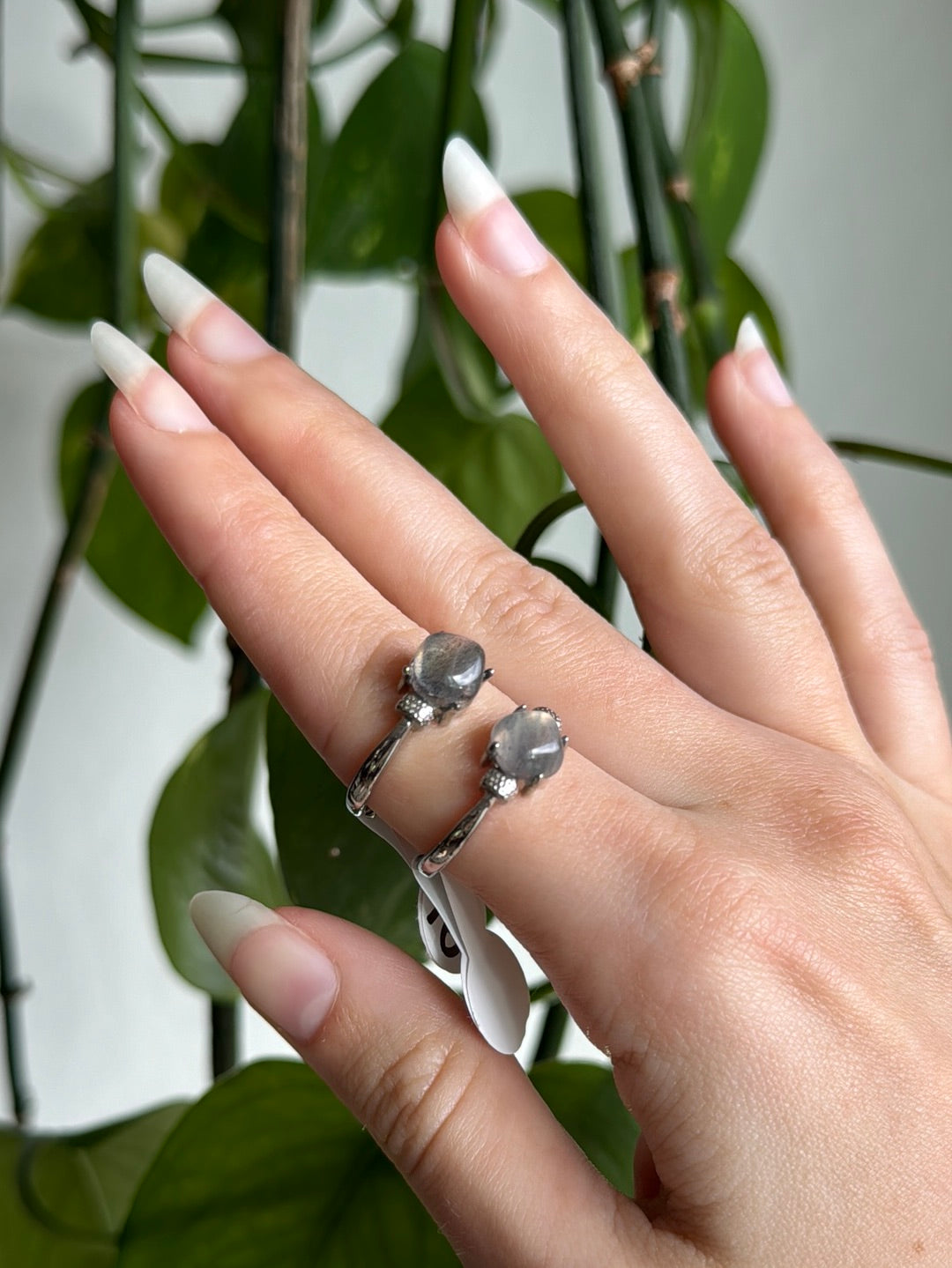 Dainty Sunset Labradorite Adjustable Ring