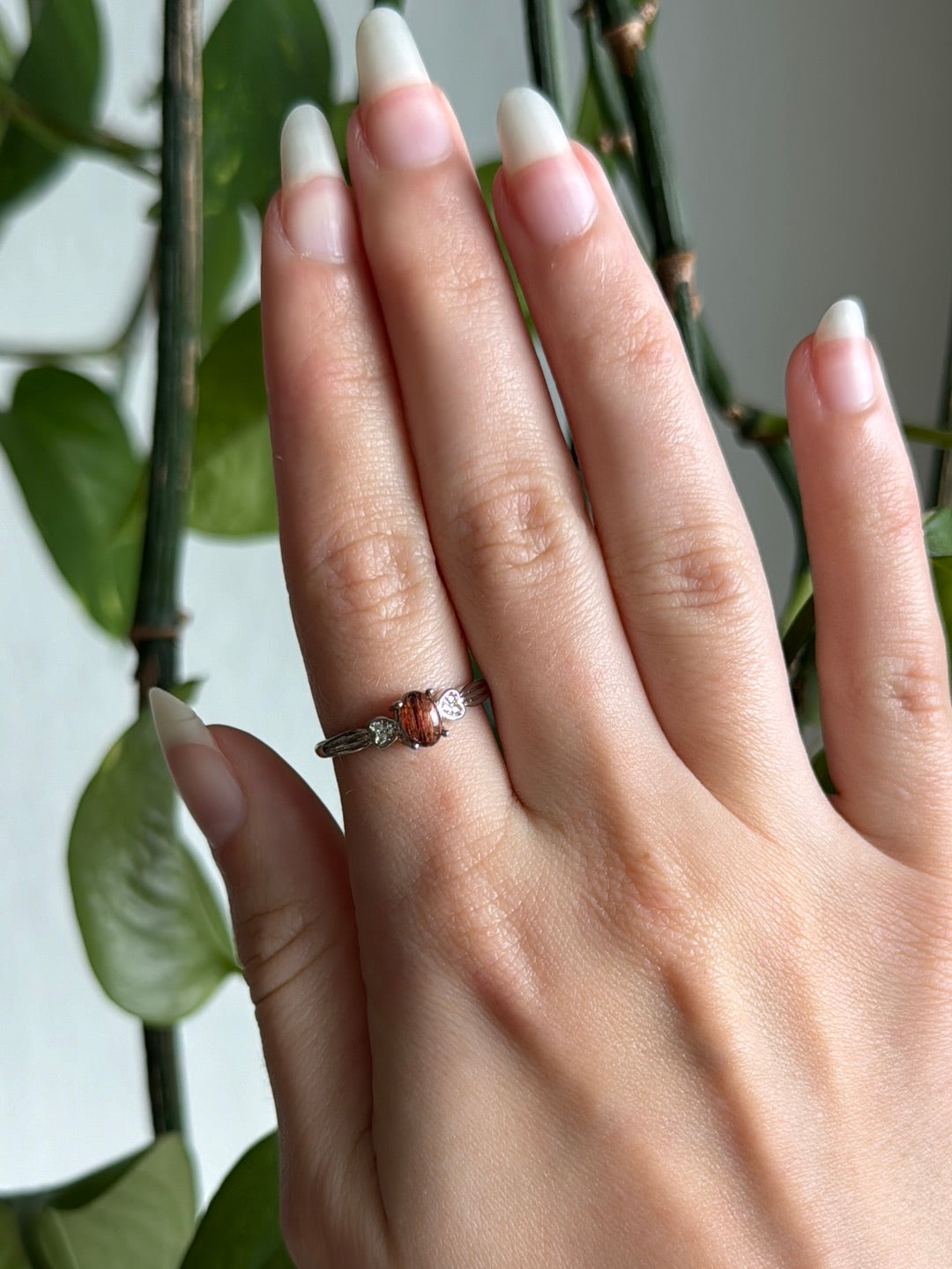Dainty Copper Rutile Adjustable Ring