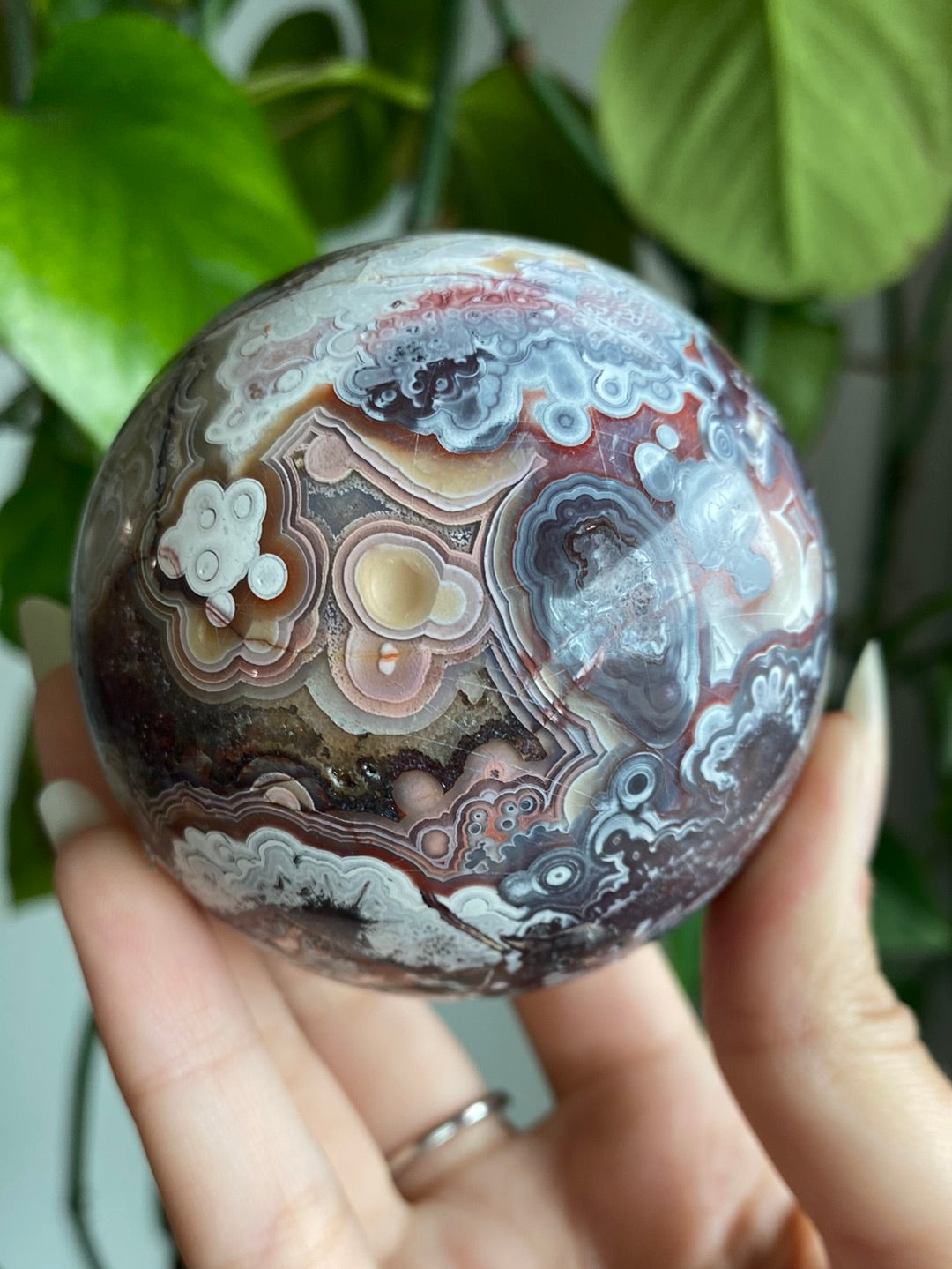 Beautiful Mexican Crazy Lace Agate Sphere With Orbs