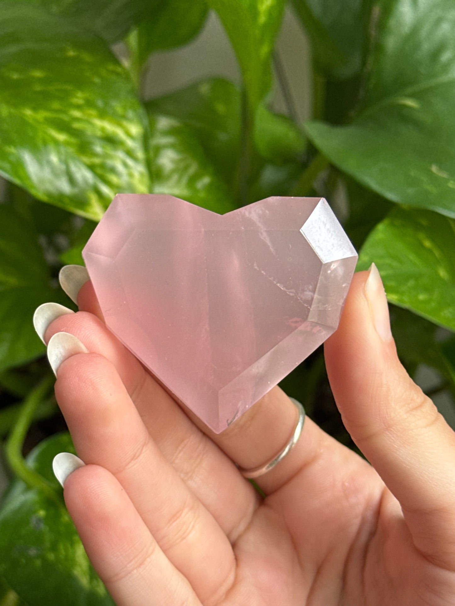Jelly Rose Quartz Geometric Heart