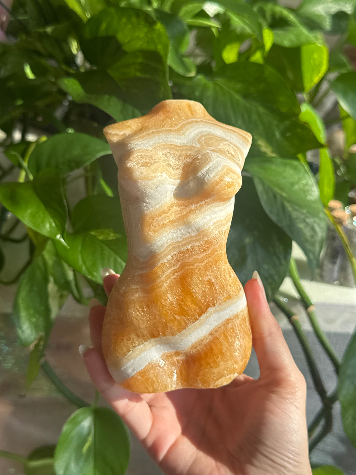 High Grade Orange Calcite Large Goddess Body