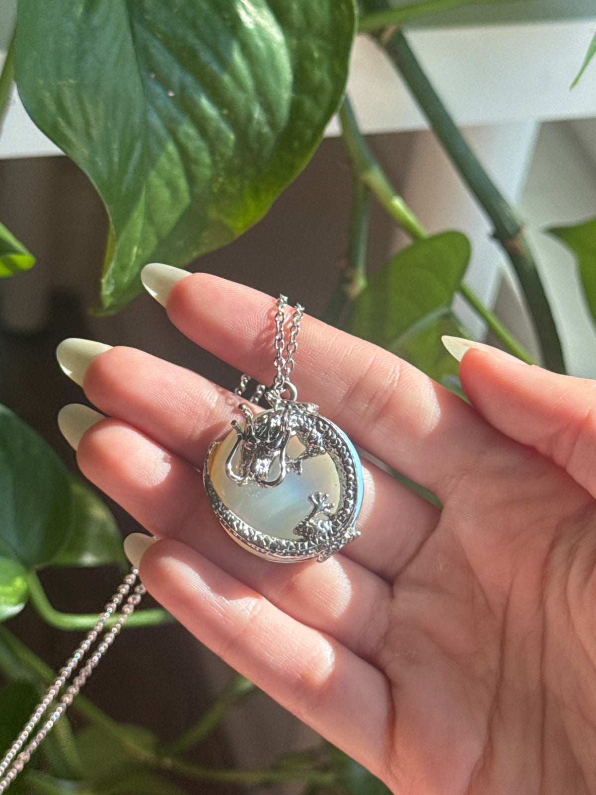 Silver Dragon Opal Necklace