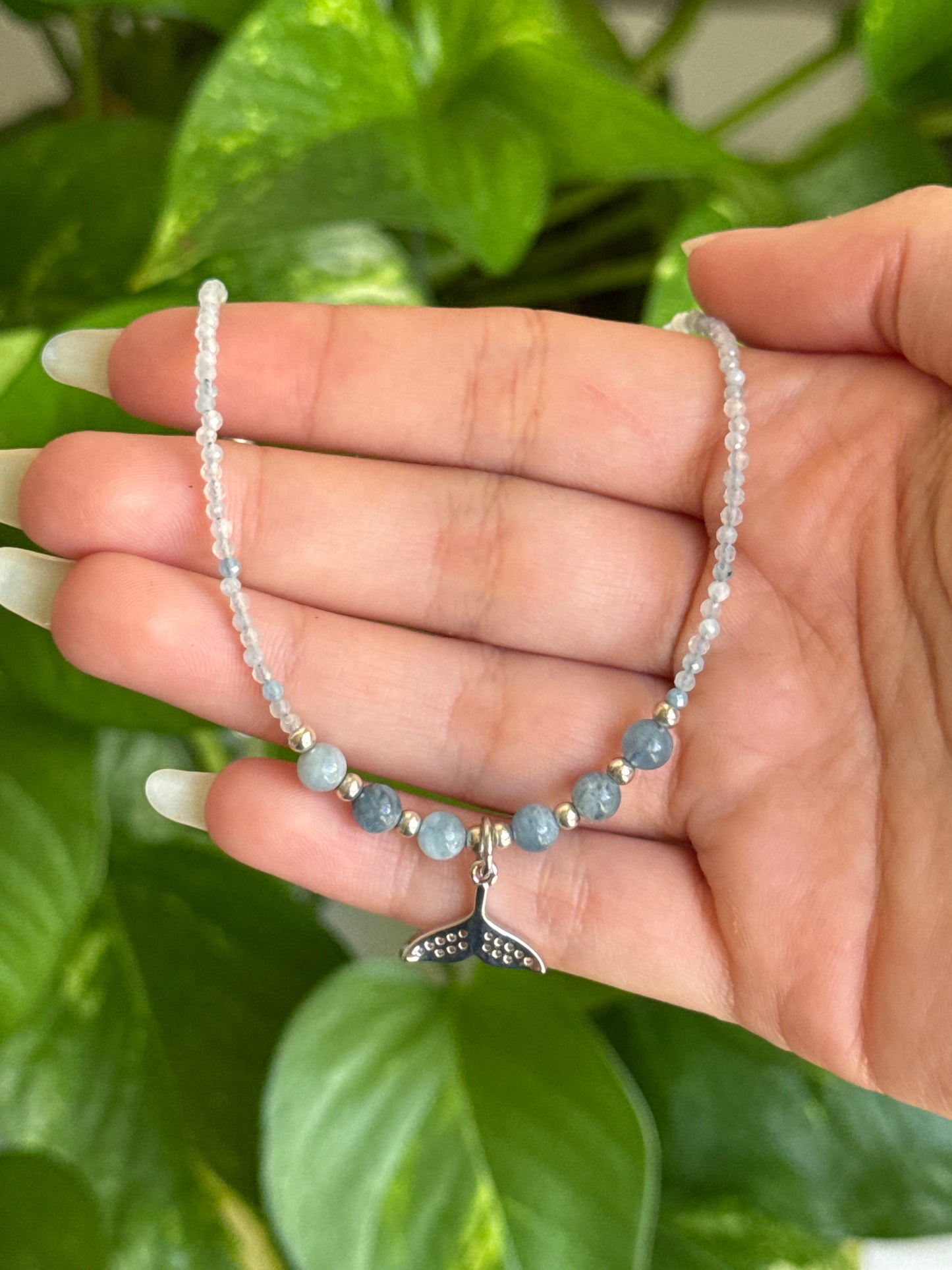 Clear Quartz & Aquamarine Beaded Necklace