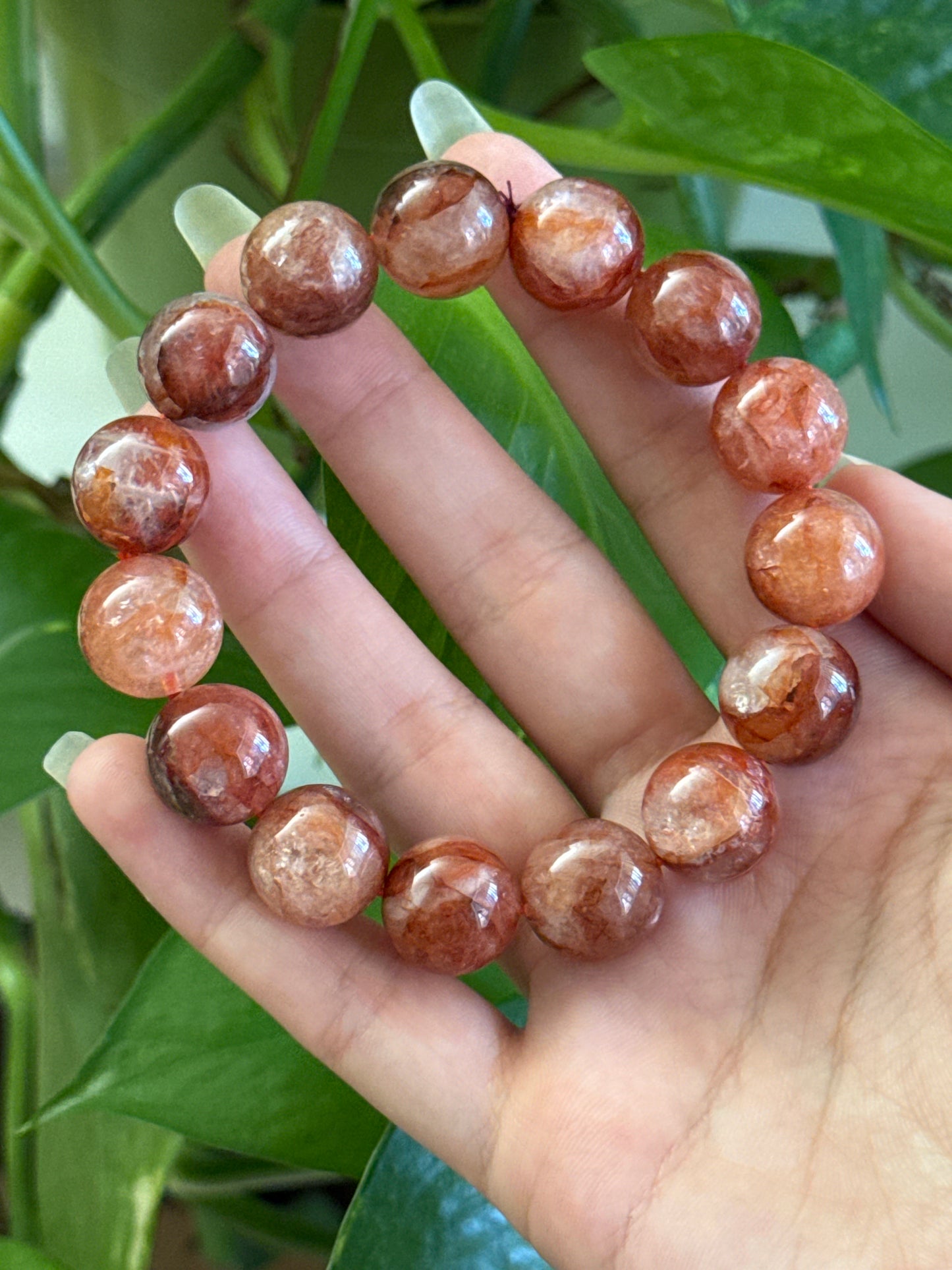 Statement Chunky Fire Quartz Bracelet 12mm Beads
