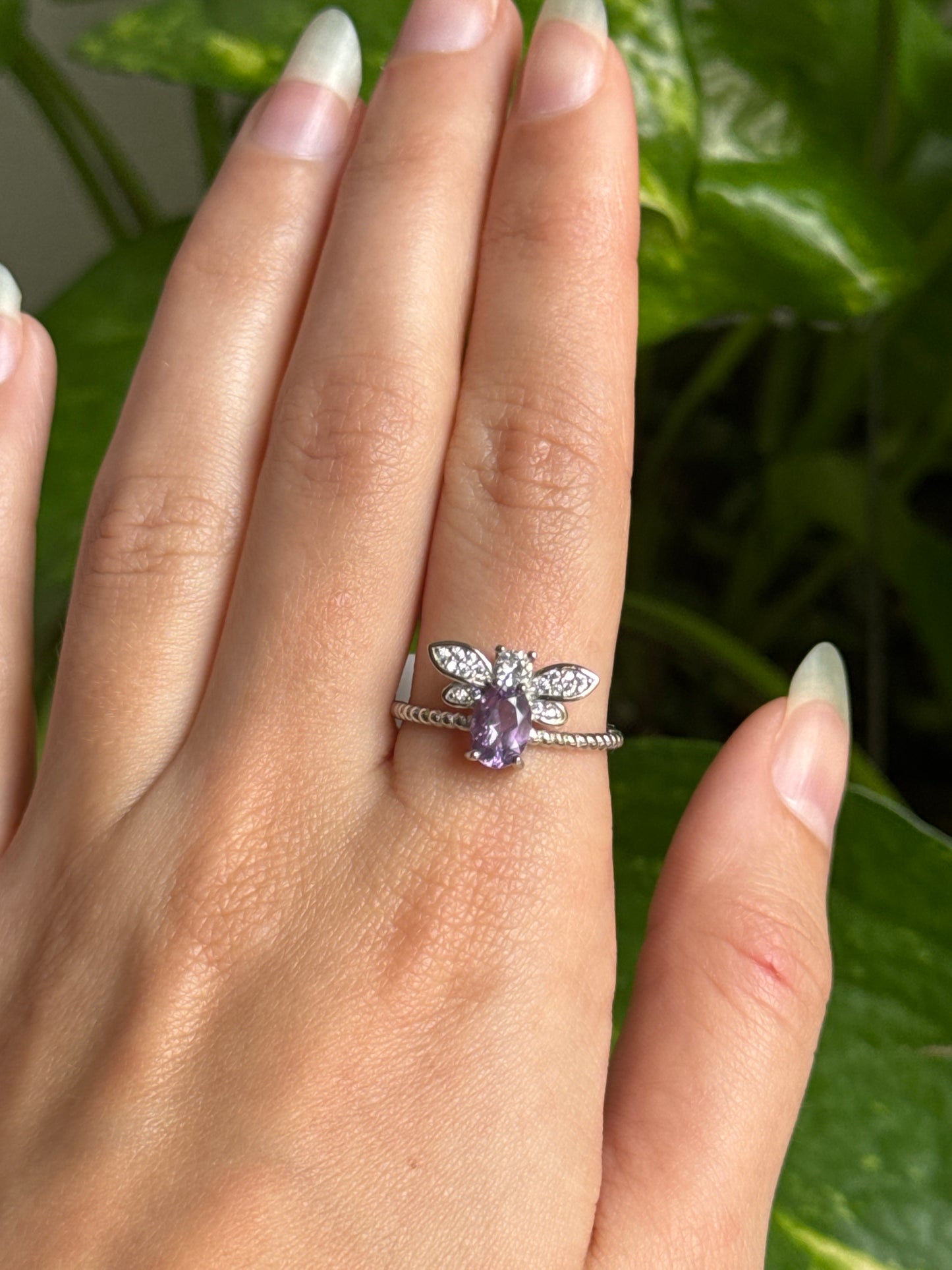 Amethyst Bee Adjustable Ring