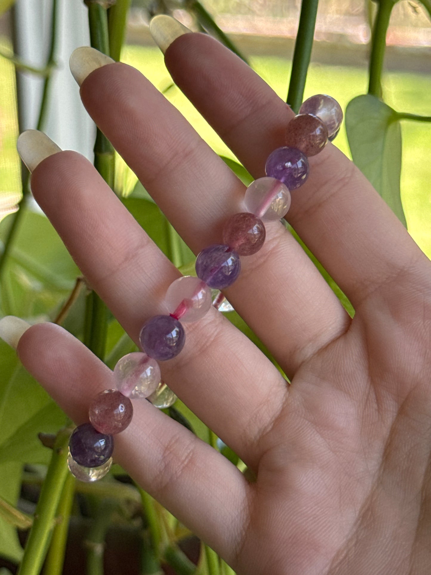 Amethyst & Rose Quartz & Strawberry Quartz Bracelet
