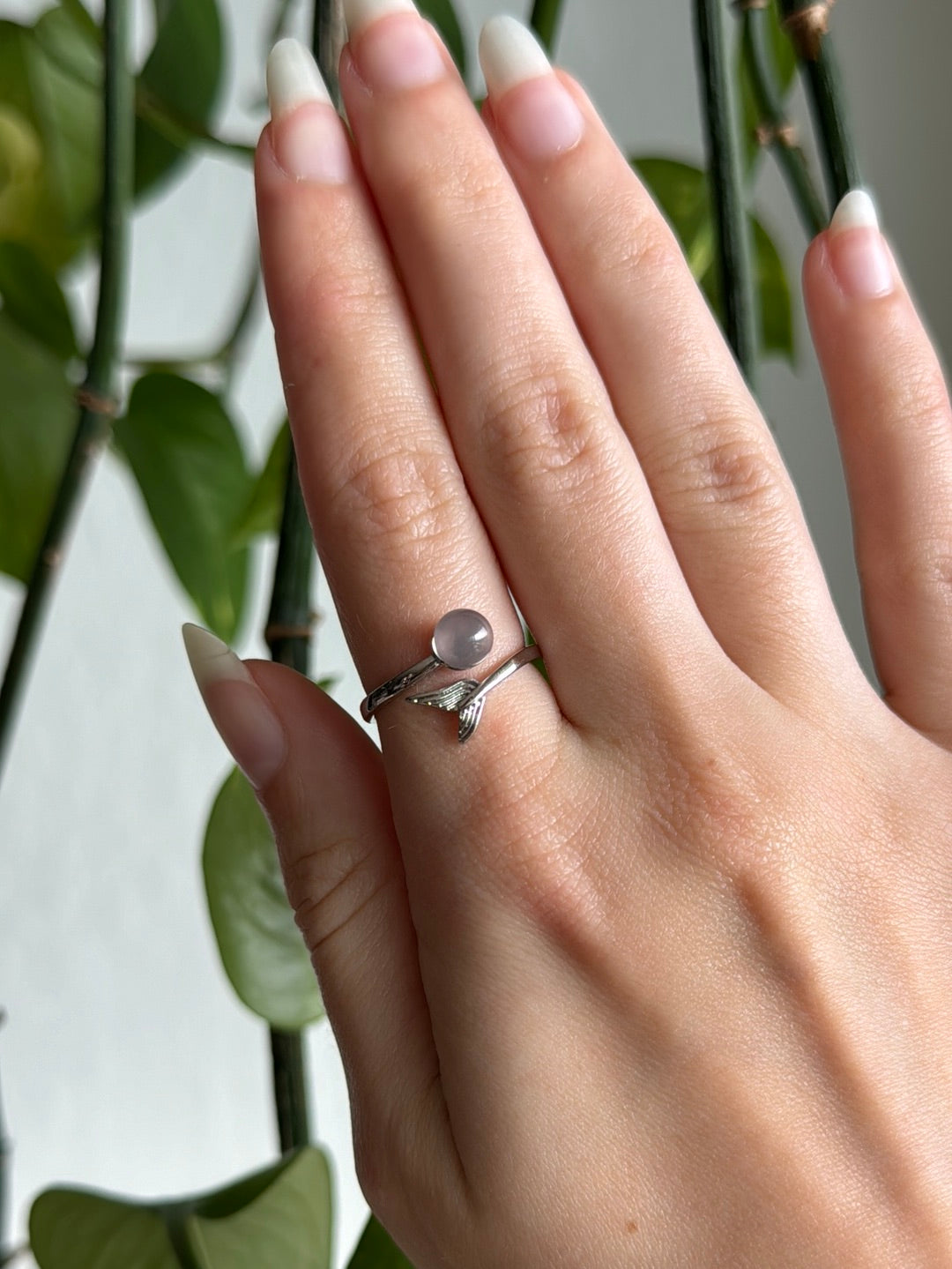 Rose Quartz Mermaid Tail Adjustable Ring