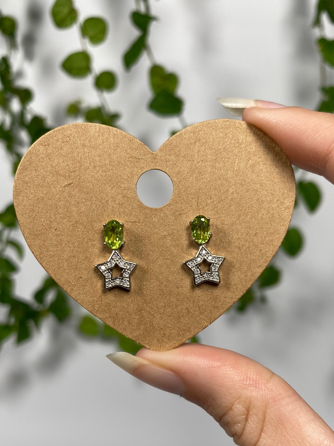 Peridot Star Earrings