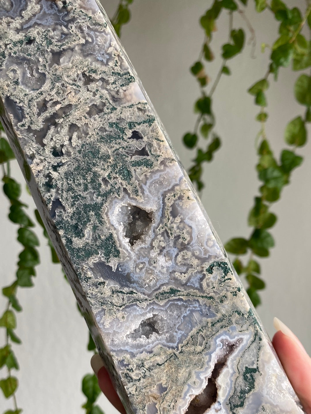 XXL Druzy Moss Agate X Amethyst Tower (11.5” & 3.1lbs)